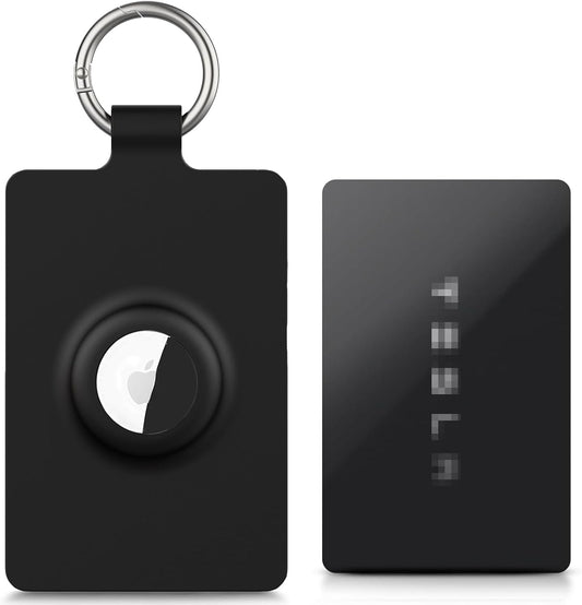 Key Card Holder for Tesla Model 3/Y/S/X/Cybertruck Compatible with Airtag, Silicone Card Key Case Accessories for Tesla
