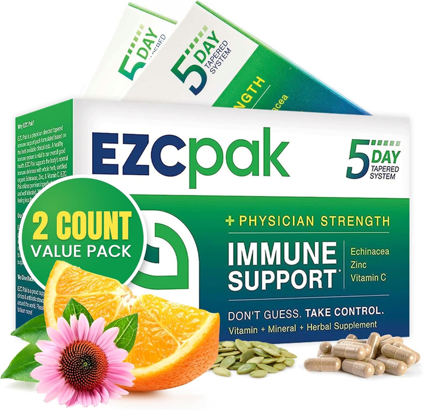 5-Day Tapered Immune Support Booster - Vitamin Immune Support Supplement, Echinacea, Zinc Vitamin C, Vitamins for Immune System Support, Immune Boosters for Adults - Immune Support Vitamins TLBH