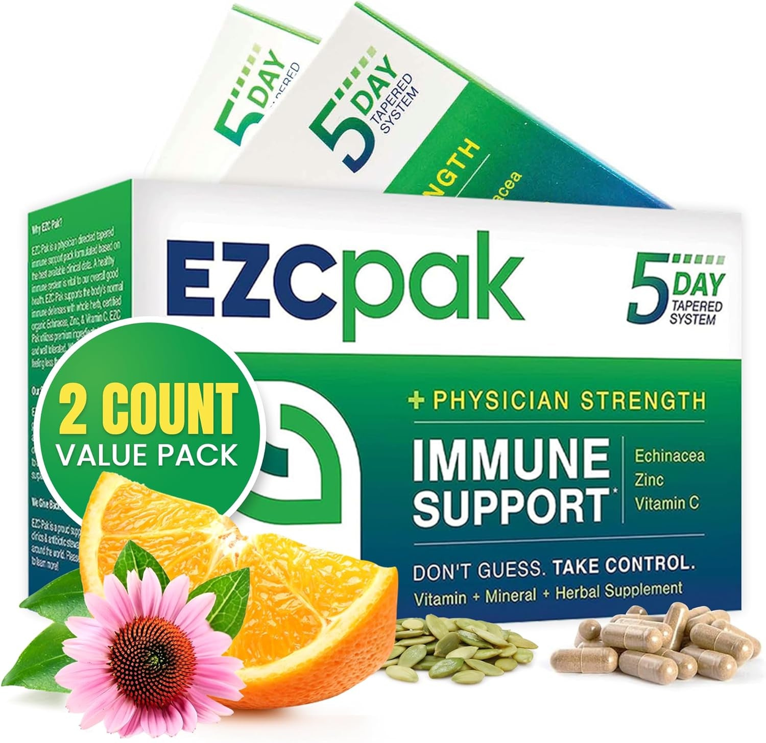 5-Day Tapered Immune Support Booster - Vitamin Immune Support Supplement, Echinacea, Zinc Vitamin C, Vitamins for Immune System Support, Immune Boosters for Adults - Immune Support Vitamins TLBH