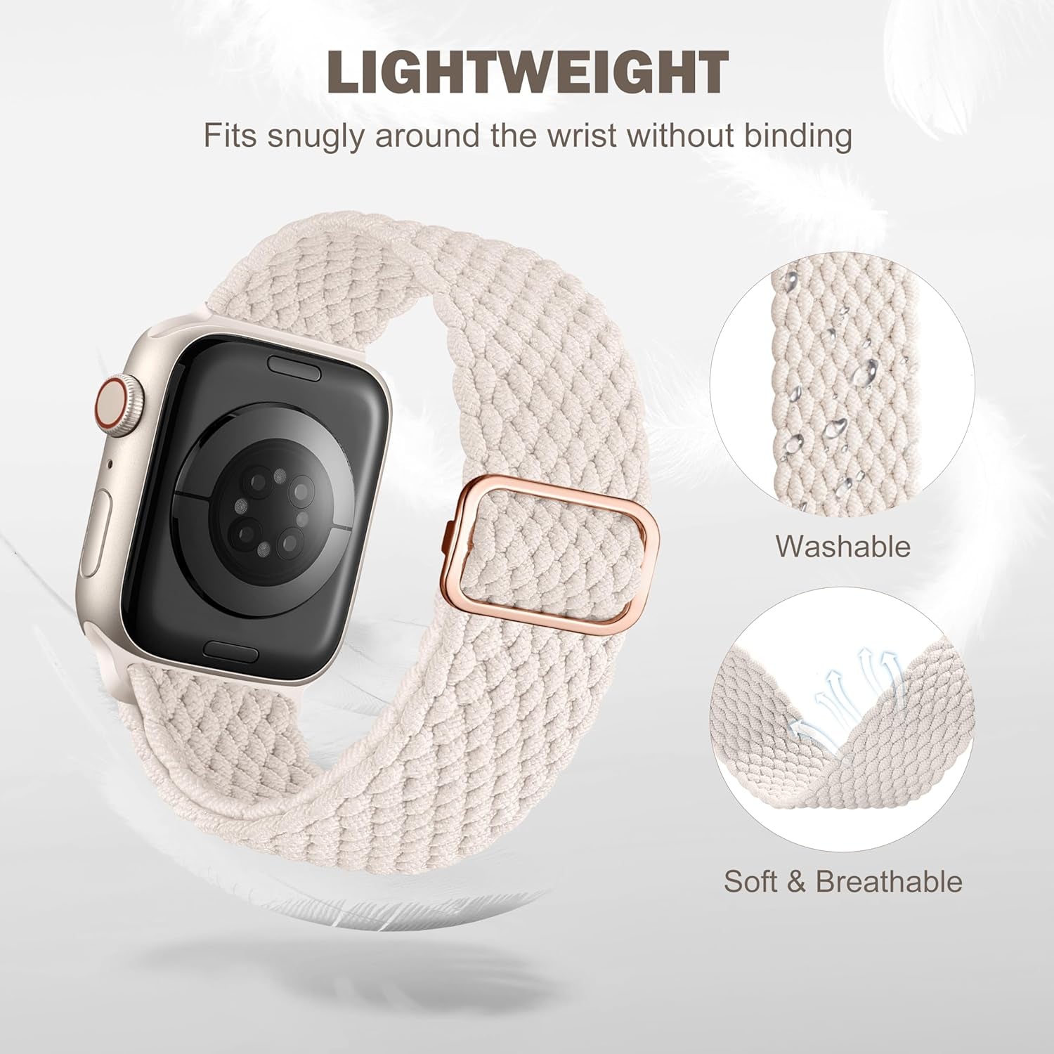 Braided Stretchy Bands Compatible with Apple Watch Band 38Mm 40Mm 41Mm 42Mm 44Mm 45Mm 49Mm Women Men, Adjustable Soft Strap Compatible with Iwatch Series 9 8 7 6 5 4 3 2 1 SE Ultra/Ultra 2