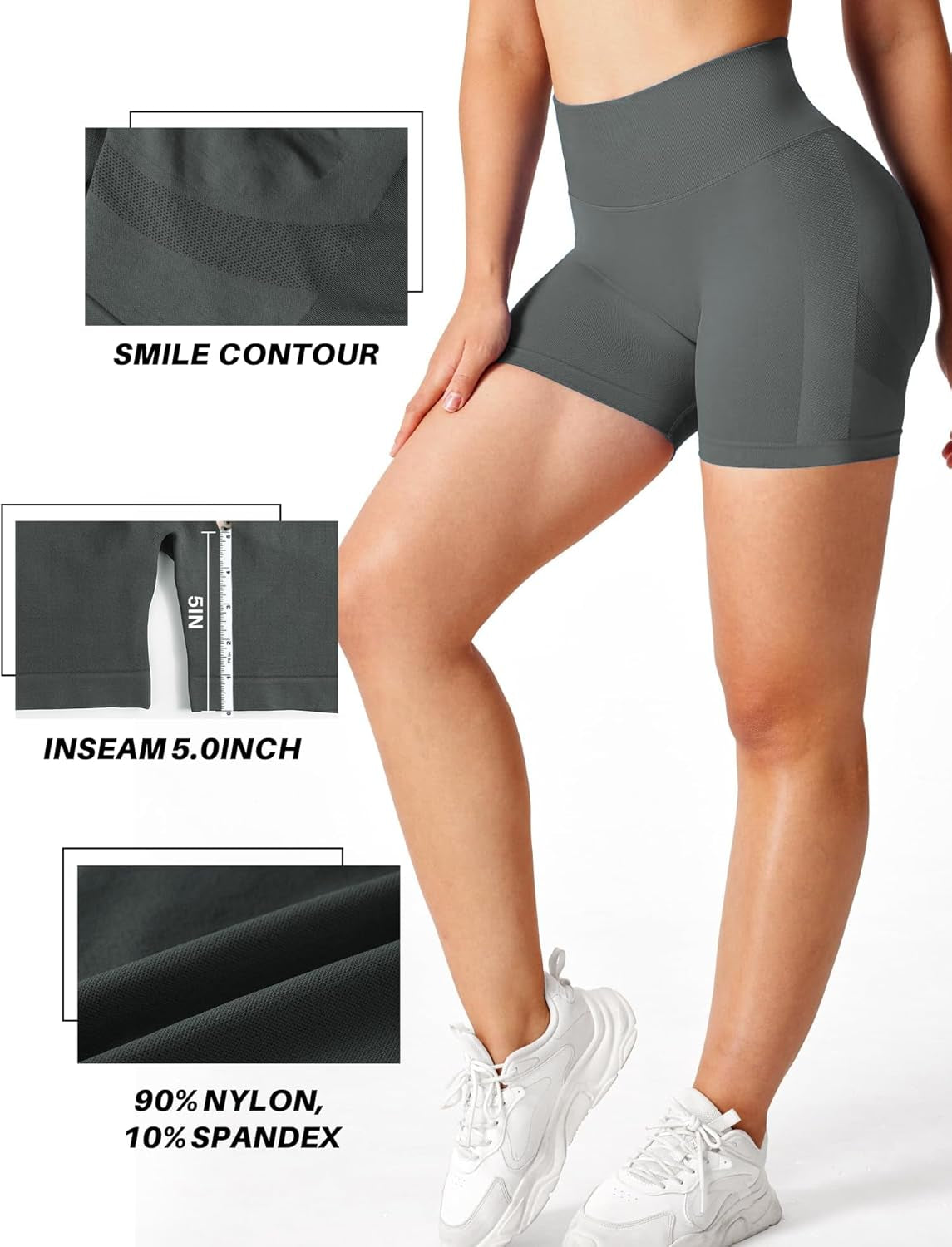 Womens Scrunch Gym Butt Lifting Seamless 5" Shorts Yoga High Waisted Workout Athletic Running Sport Active Booty Shorts