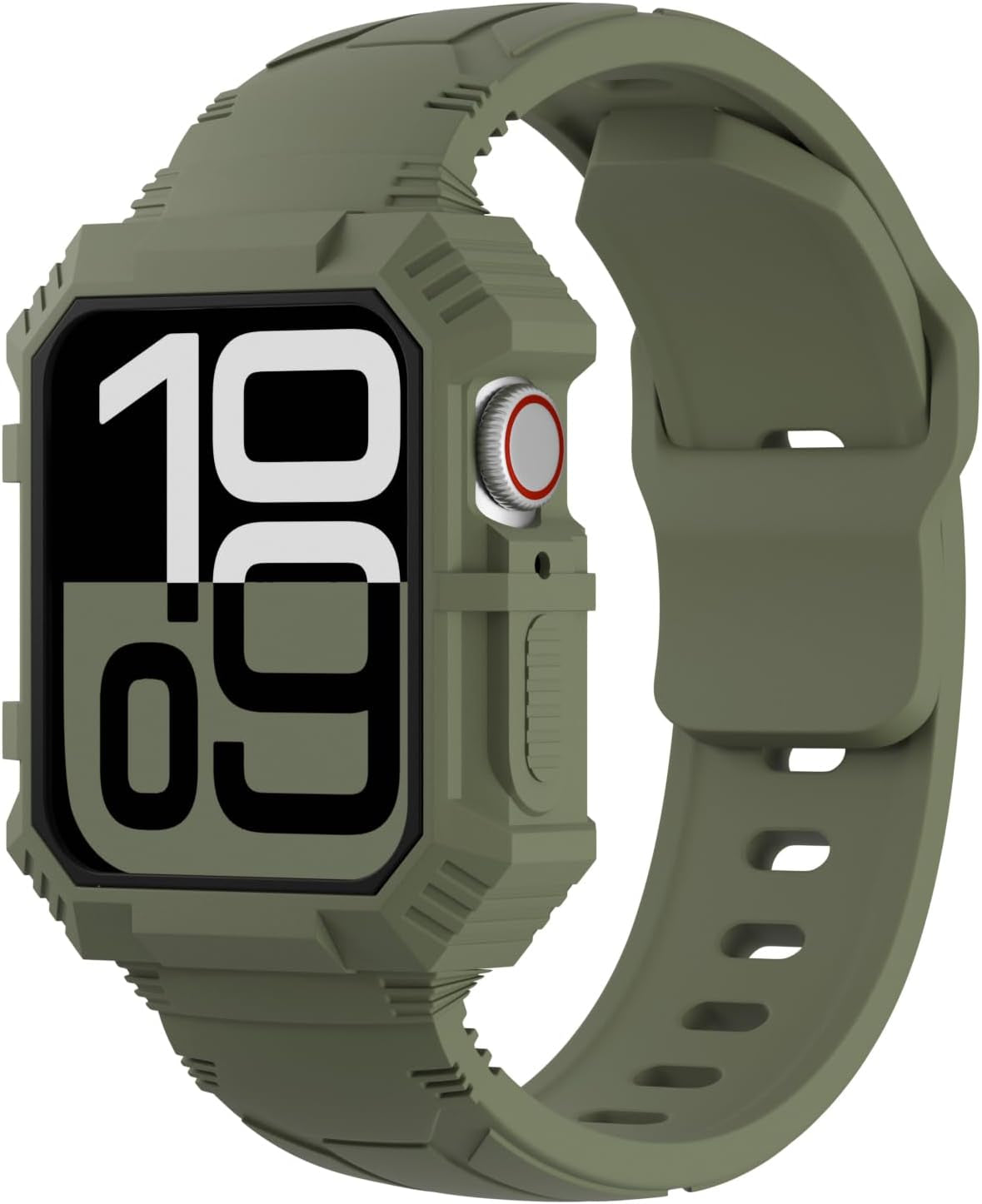 Rugged Silicone Sport Band with Case Compatible with Apple Watch Bands 38Mm 40Mm 41Mm 42Mm 44Mm 45Mm 46Mm, Shockproof Protective Bumper Cover Strap for Iwatch Series 10/9/8/SE/7/6/5/4/3/2/1
