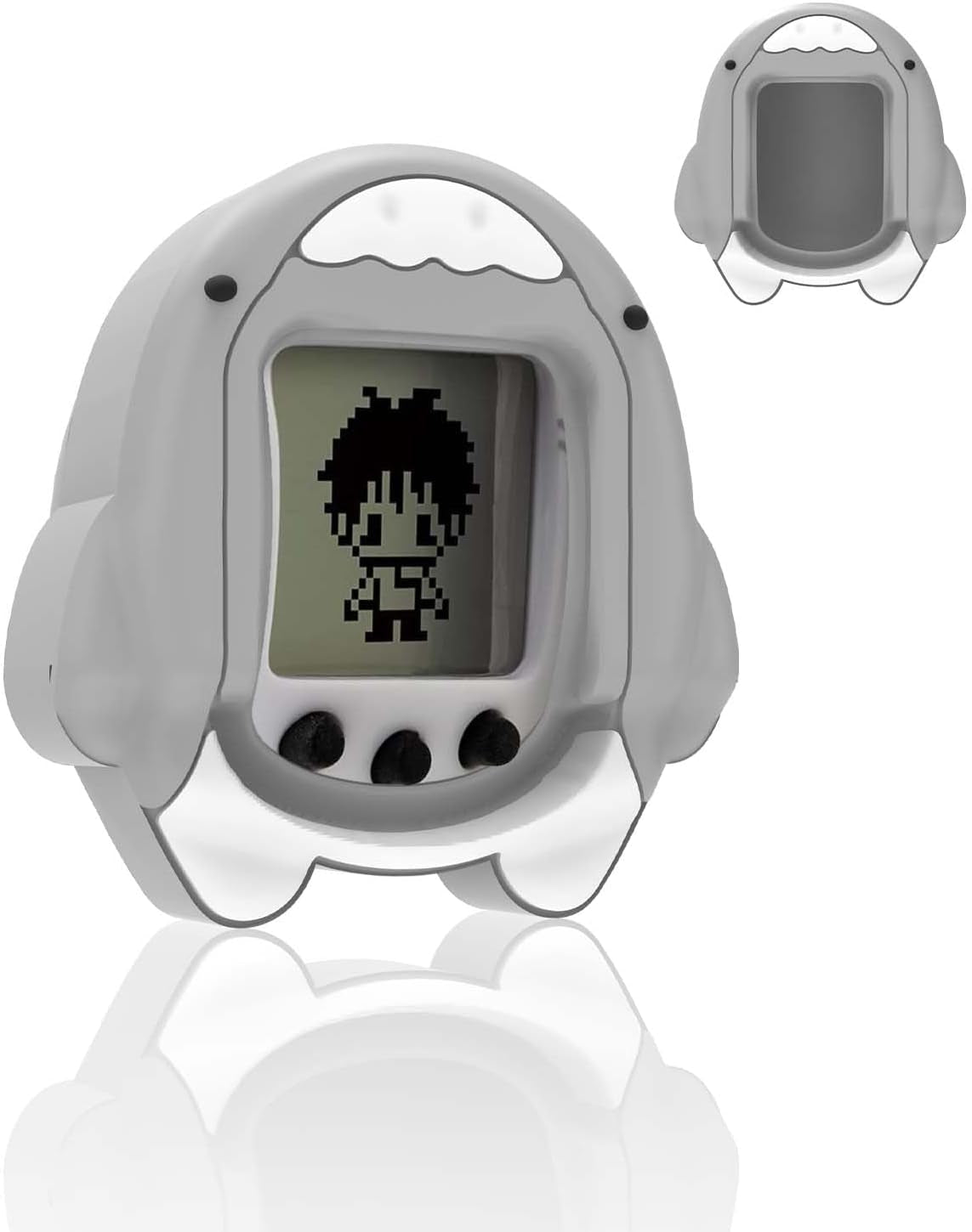 Silicone Case Compatible with Tamagotchi Nano, Cute Shark Protective Skin Sleeve for Tamagotchi Nano, Tamagotchi Nano Interactive Toy Digital Pet Case (Grey) ZOUSA