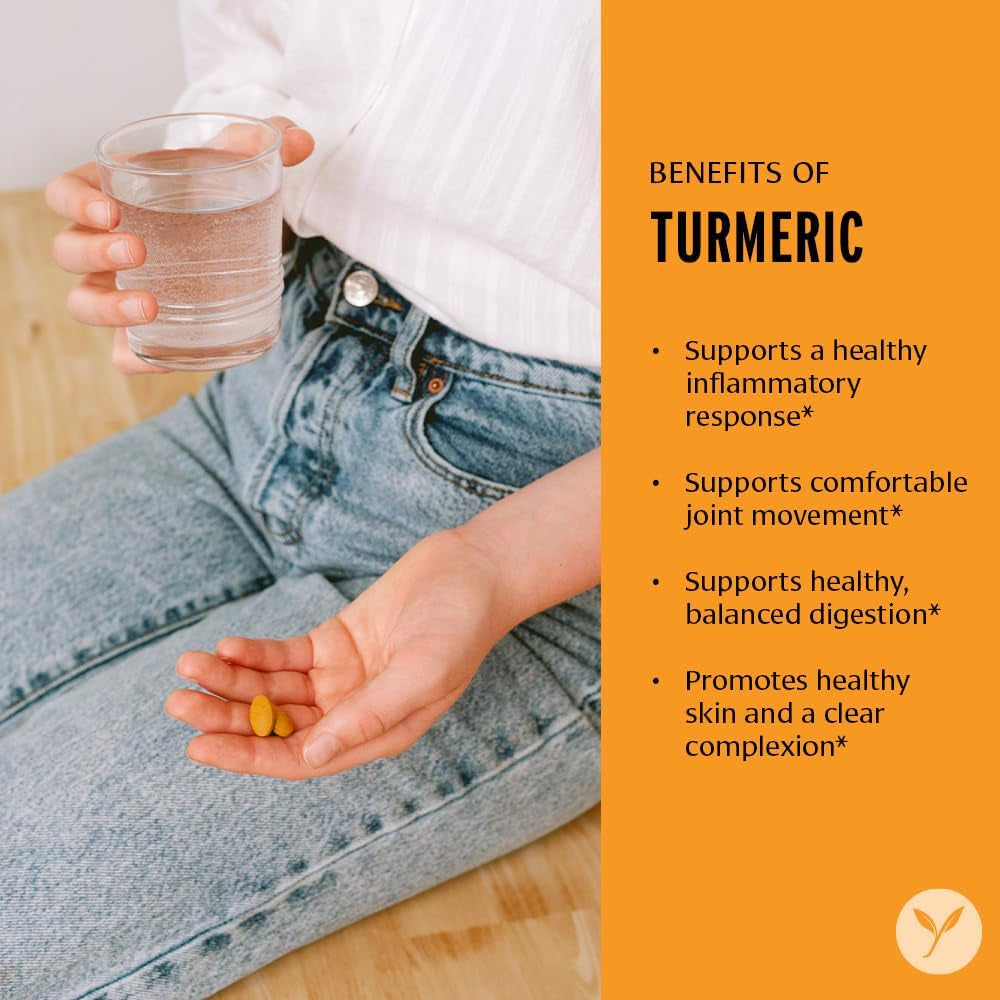 Turmeric Tablets – Organic Turmeric Supplement (Curcuma Longa) – for Supporting Healthy Skin, Comfortable Joints & Overall Health* – 90 Tablets – Non-Gmo Sustainably Sourced Vegan TLBH