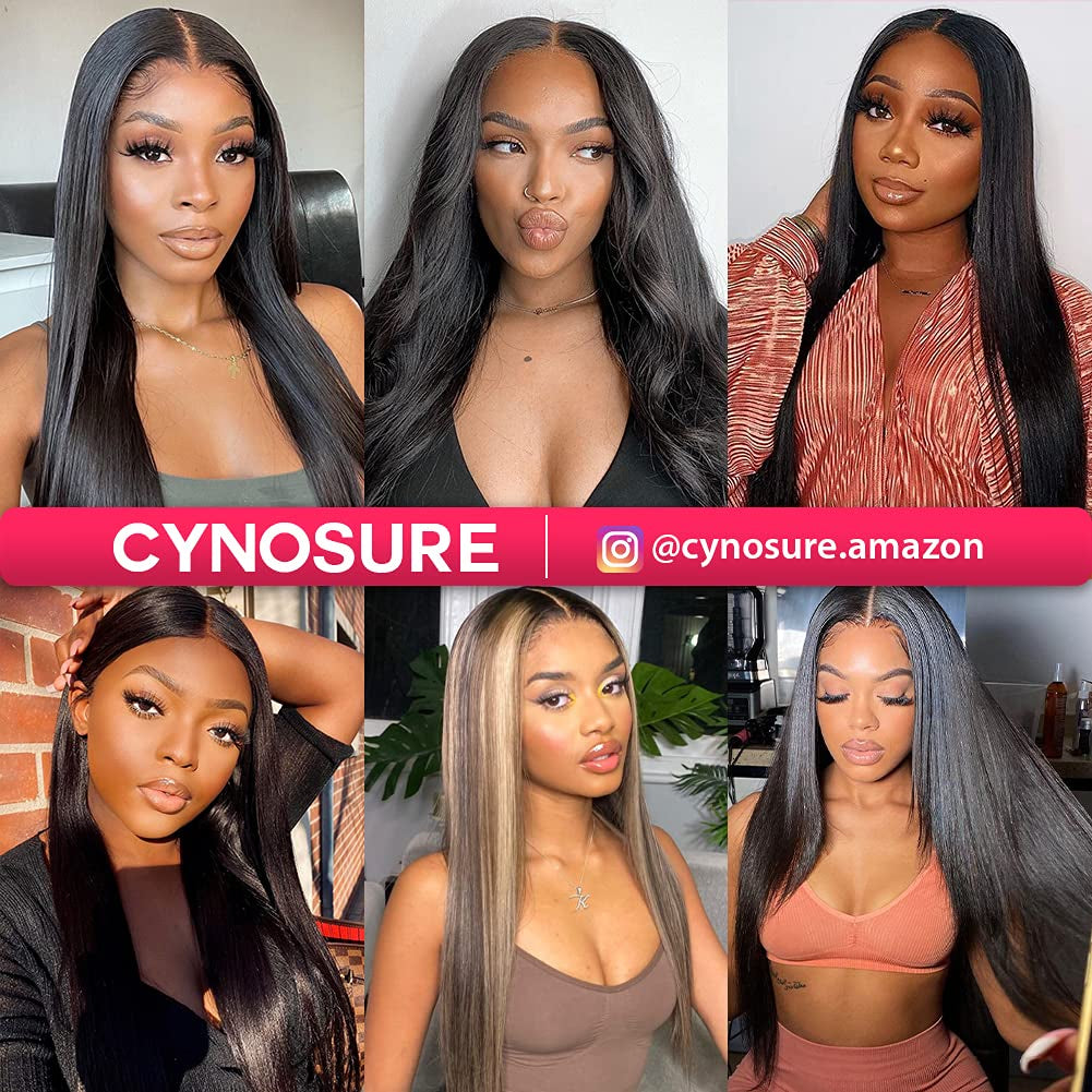 Straight Bundles with Closure Human Hair Bundles with Closure 4X4 Middle Part Lace Closure with Bundles Natural Black (24 26 26+20Inch Closure, Natural Black)…