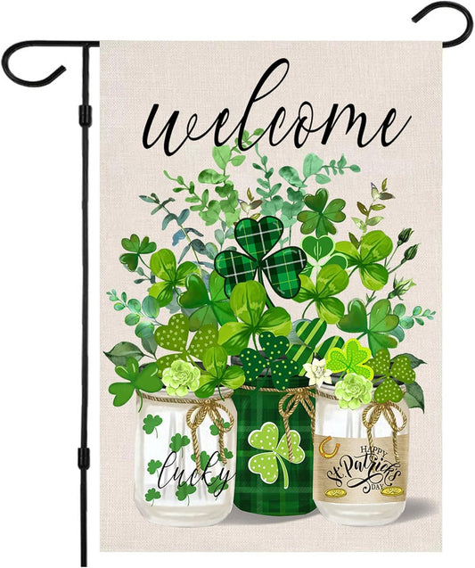 St Patrick'S Day Garden Flag,Shamrock St Patricks Flag 12.5 X 18 Inch Clover for Garden and Home Decorations