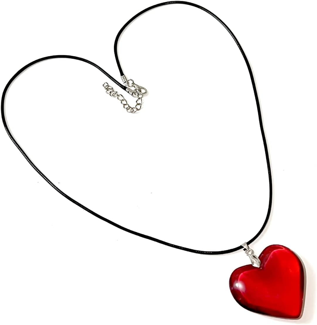 Chunky Puffy Heart Choker Necklace - Big Heart Pendant Adjustable Velvet Chain Heart Necklaces for Women Y2K Trendy Jewelry Accessories