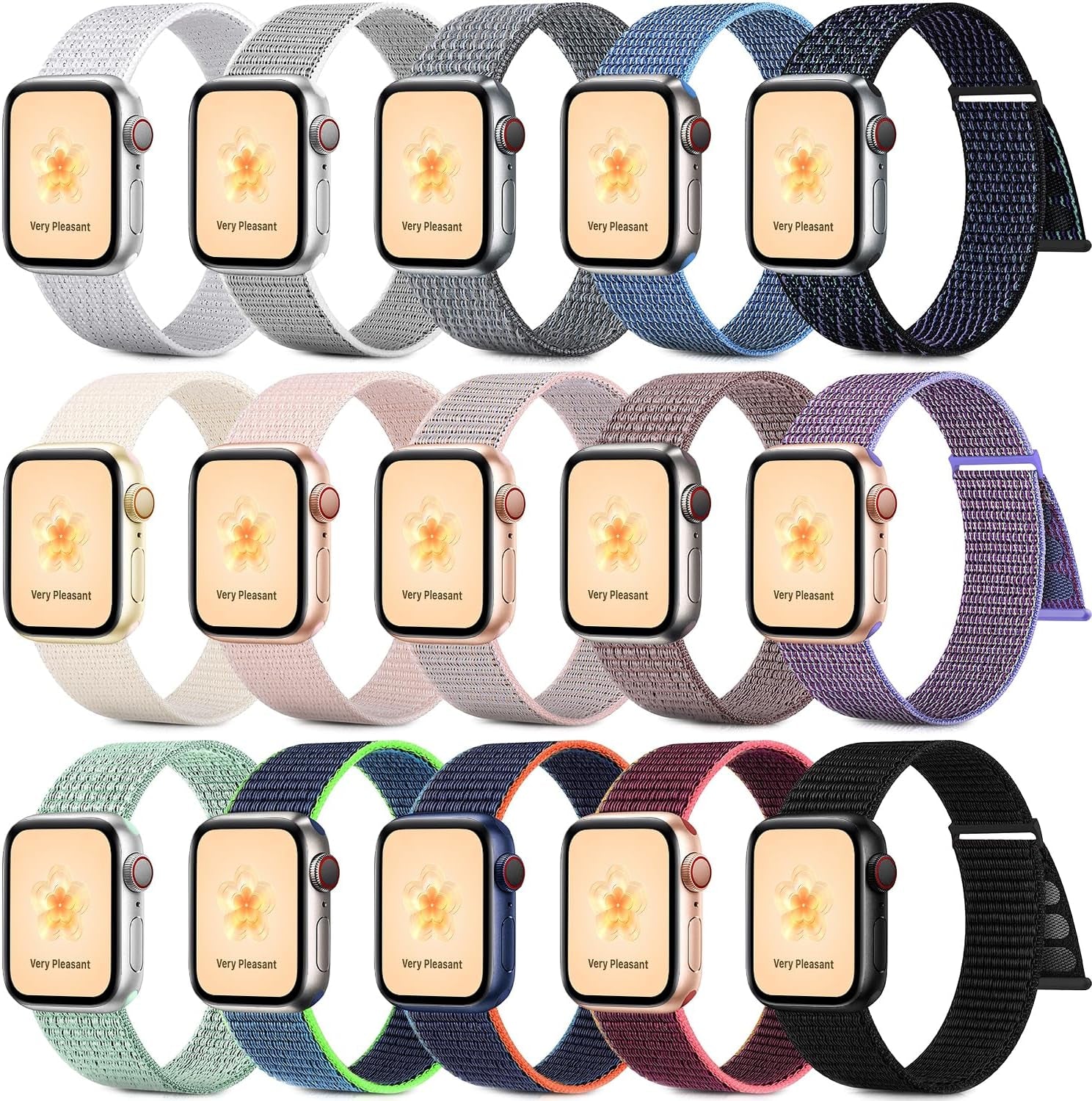 15Pack Nylon Sport Loop Bands Compatible with Apple Watch Band 41Mm 40Mm 38Mm 49Mm 45Mm 44Mm 42Mm Women Men, Stretchy Braided Breathable Strap for Iwatch Series 9 Ultra 8 7 6 5 4 3 2 1 SE