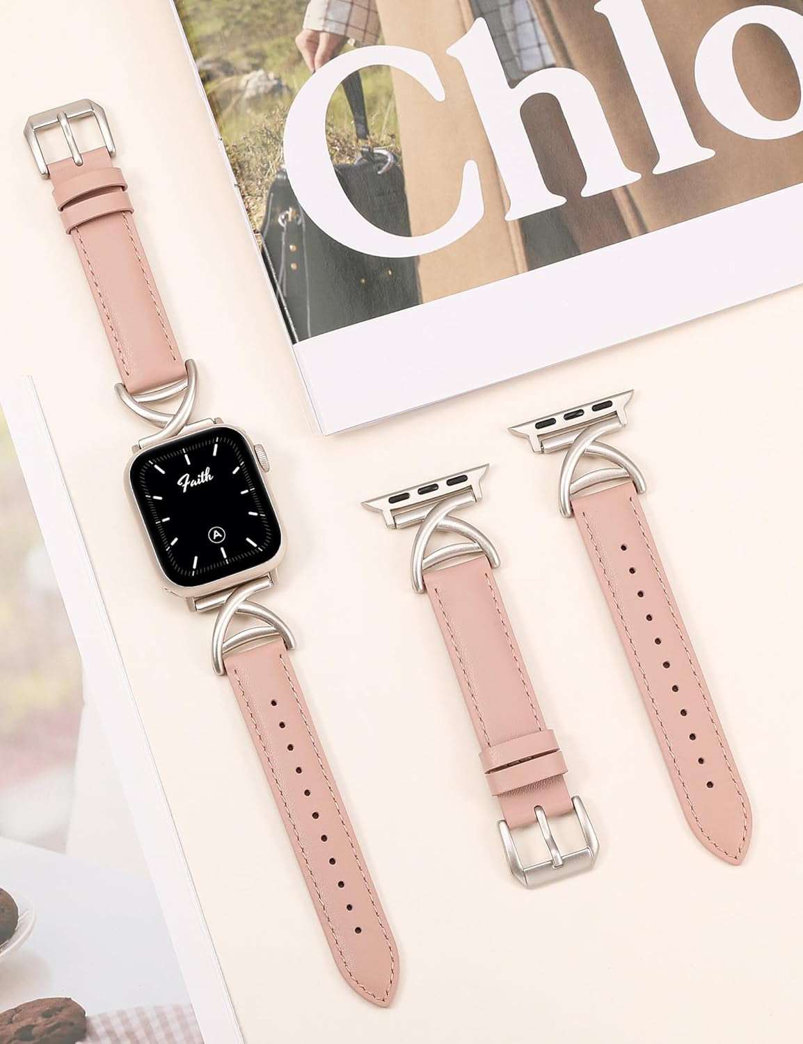 Leather Band Compatible with Apple Watch Bands 38/40/41/42/44/45/46/49Mm Women, Slim Dressy Premium Leather Strap with A-Shape Metal Buckle for Iwatch Series 10 9 Ultra SE 8 7 6 5 4 3 2 1