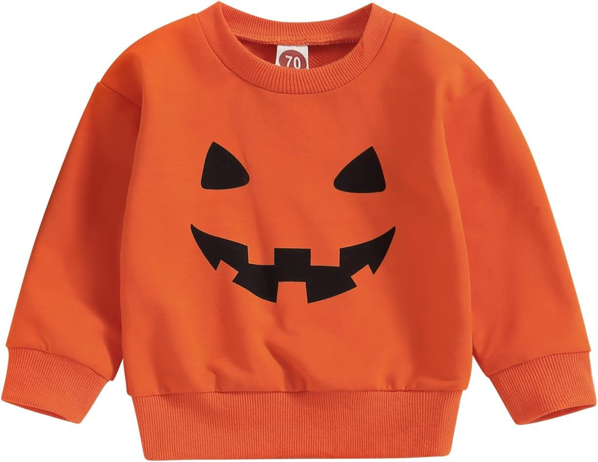 Halloween Baby Girl Boy Outfits Pumpkin Sweatshirt Long Sleeve Hoodies Halloween Baby Costume Toddler Fall Clothes