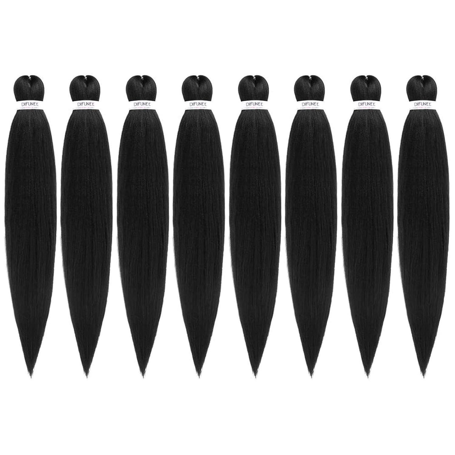 Pre-Stretched Braiding Hair - 16 Inch 8 Packs Natural Black Short Braiding Hair for Twist or Box Braids, Yaki Texture Hot Water Setting Synthetic Braiding Hair Extensions (16 Inch, 1B-8P)