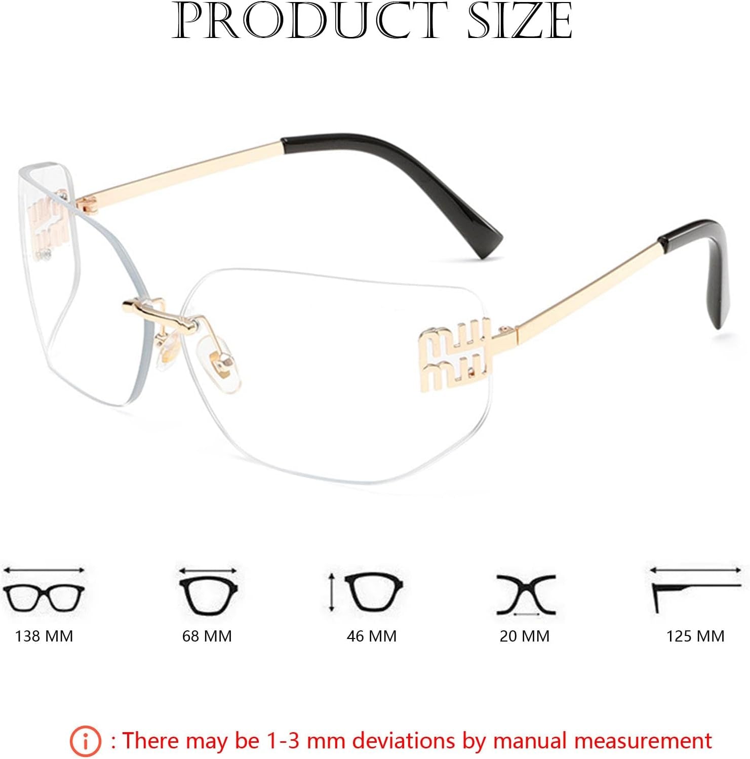 Futuristic Rimless Y2K Sunglasses for Women Men Fashion Wrap around Frame Trendy Shield Frameless Design