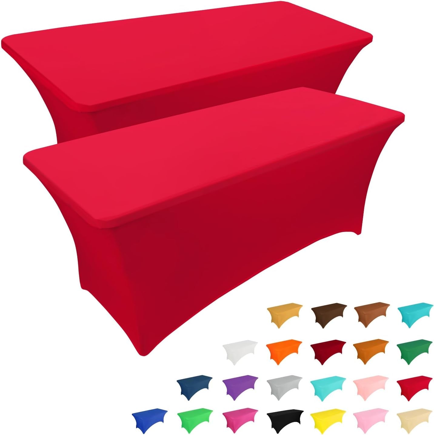 2 Pack 6FT Table Cloth for Rectangular Fitted Events Stretch Black Table Covers Washable Table Cover Spandex Tablecloth Table Protector for Party, Wedding, Cocktail, Banquet, Festival