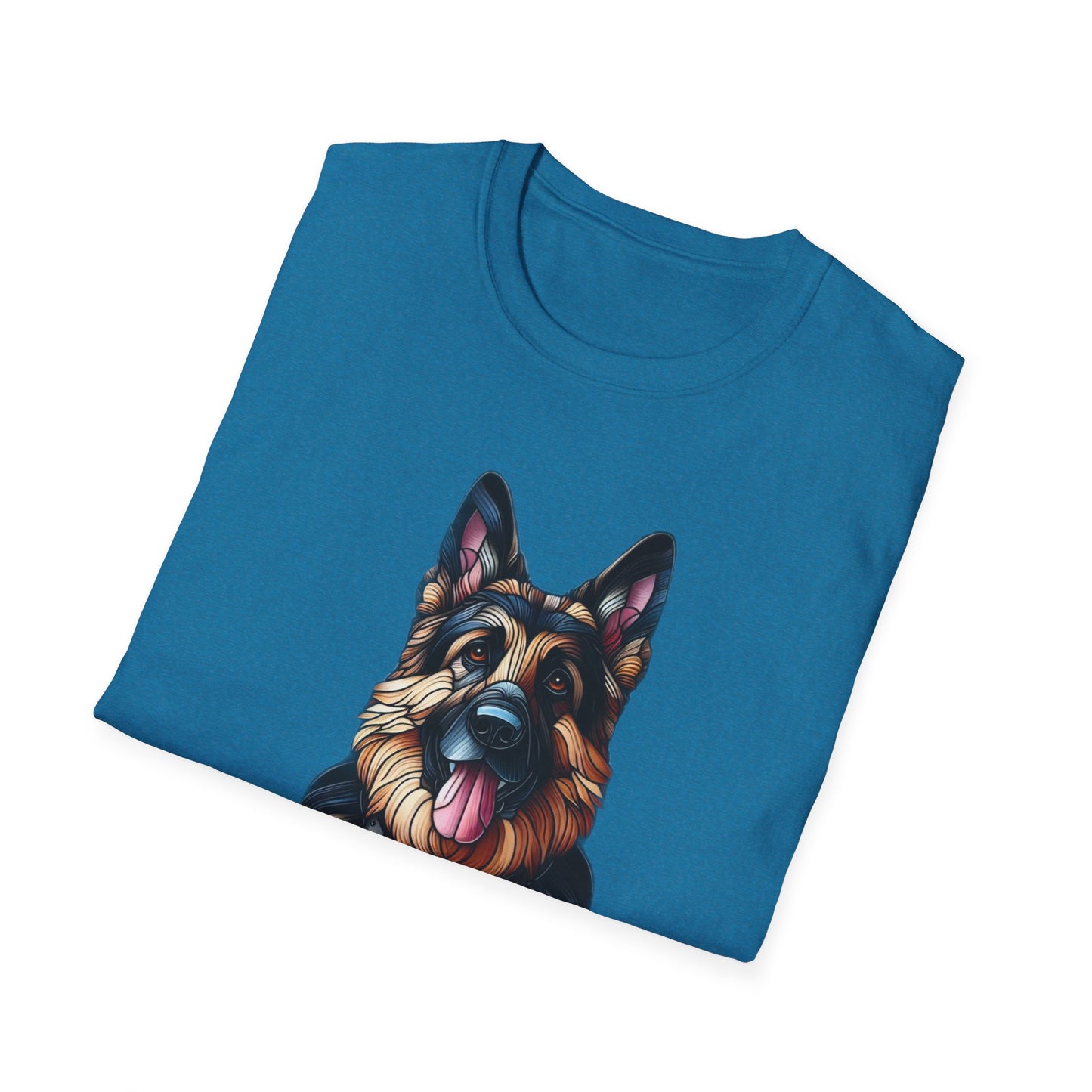 German Shepherd Stained Glass Unisex Softstyle T-Shirt