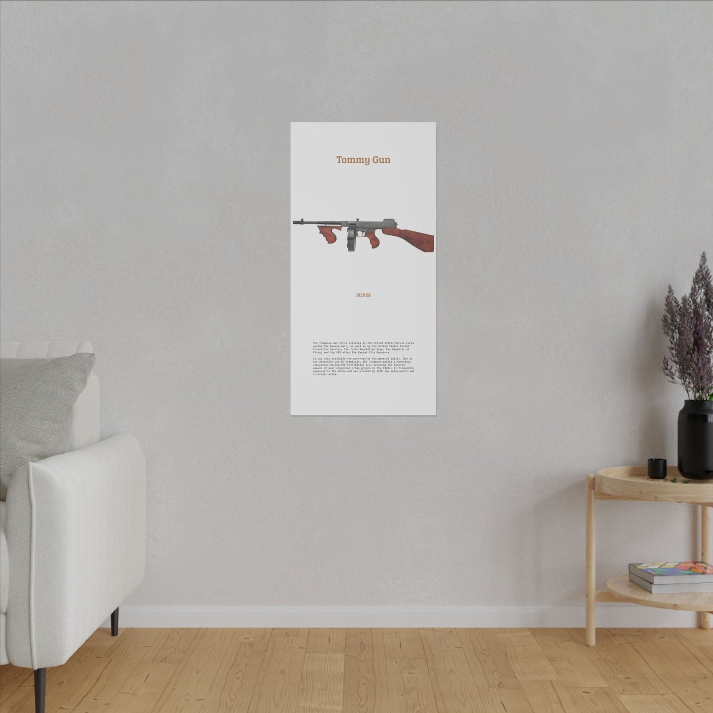 Thompson submachine gun TOMMY GUN M1928 Matte Canvas, Stretched, 0.75" (Multi-Size)
