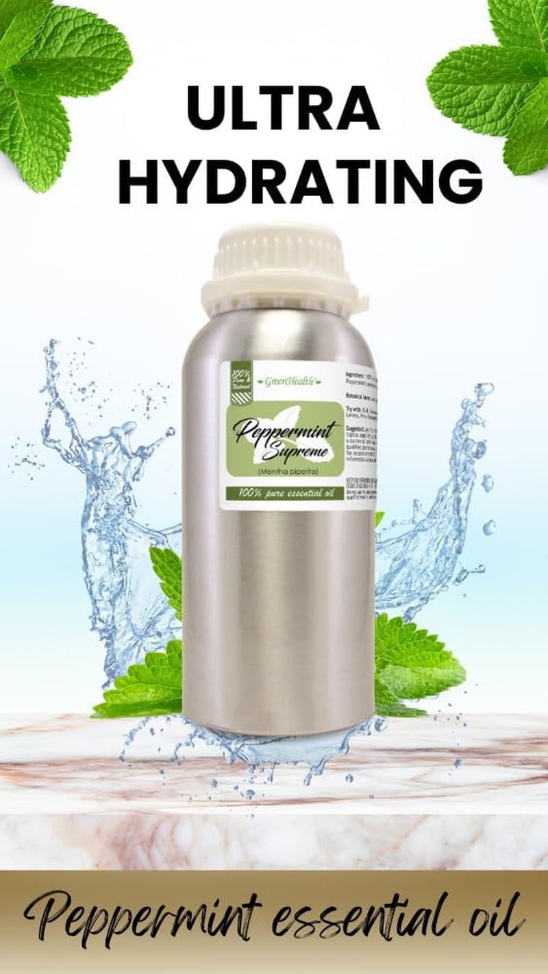 16 Fl Oz - Peppermint Essential Oil (Mentha Piperita) - 100% Pure & Uncut - Aluminum Bottle - TLBH