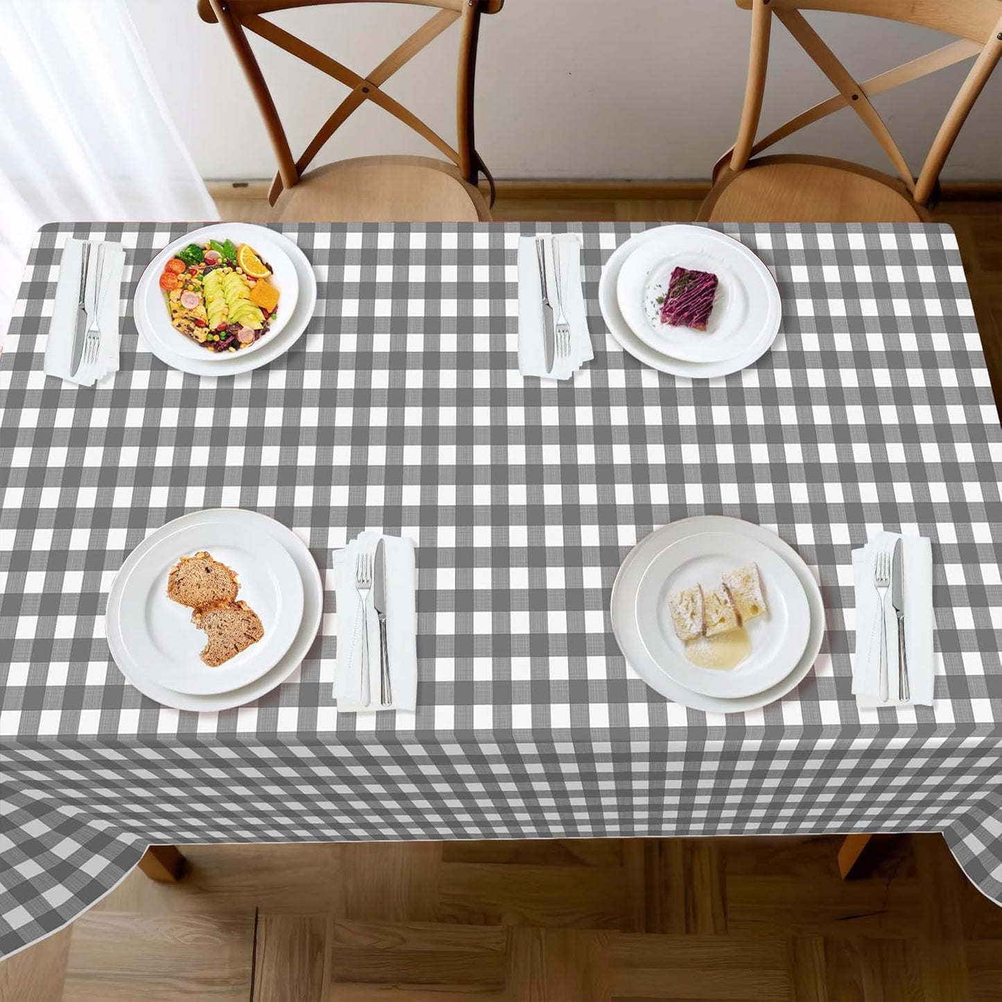 Plastic Tablecloths for Rectangle Tables 3 Pack 54" X 108" Party Table Cloths Disposable for 6 to 8 Foot Tables Indoor or Outdoor Parties Birthdays Weddings Christmas Anniversary Buffet Table