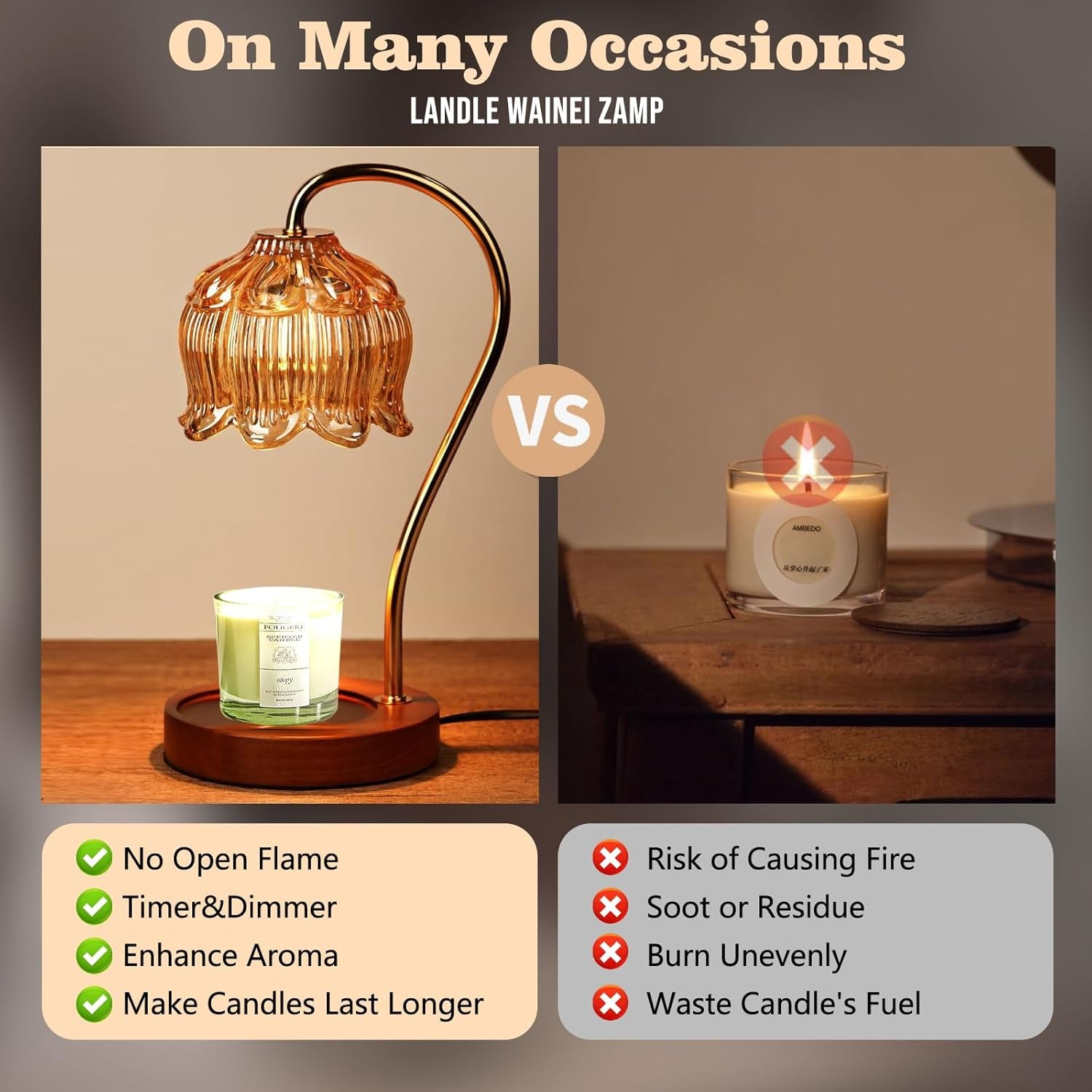 Fragrance Candle Warmer Lamp，Electric Candle Warmer with Timer & Dimmer，Mom Christmas Birthday Gifts for Women, House Warming Gifts New Home Bedroom Decor