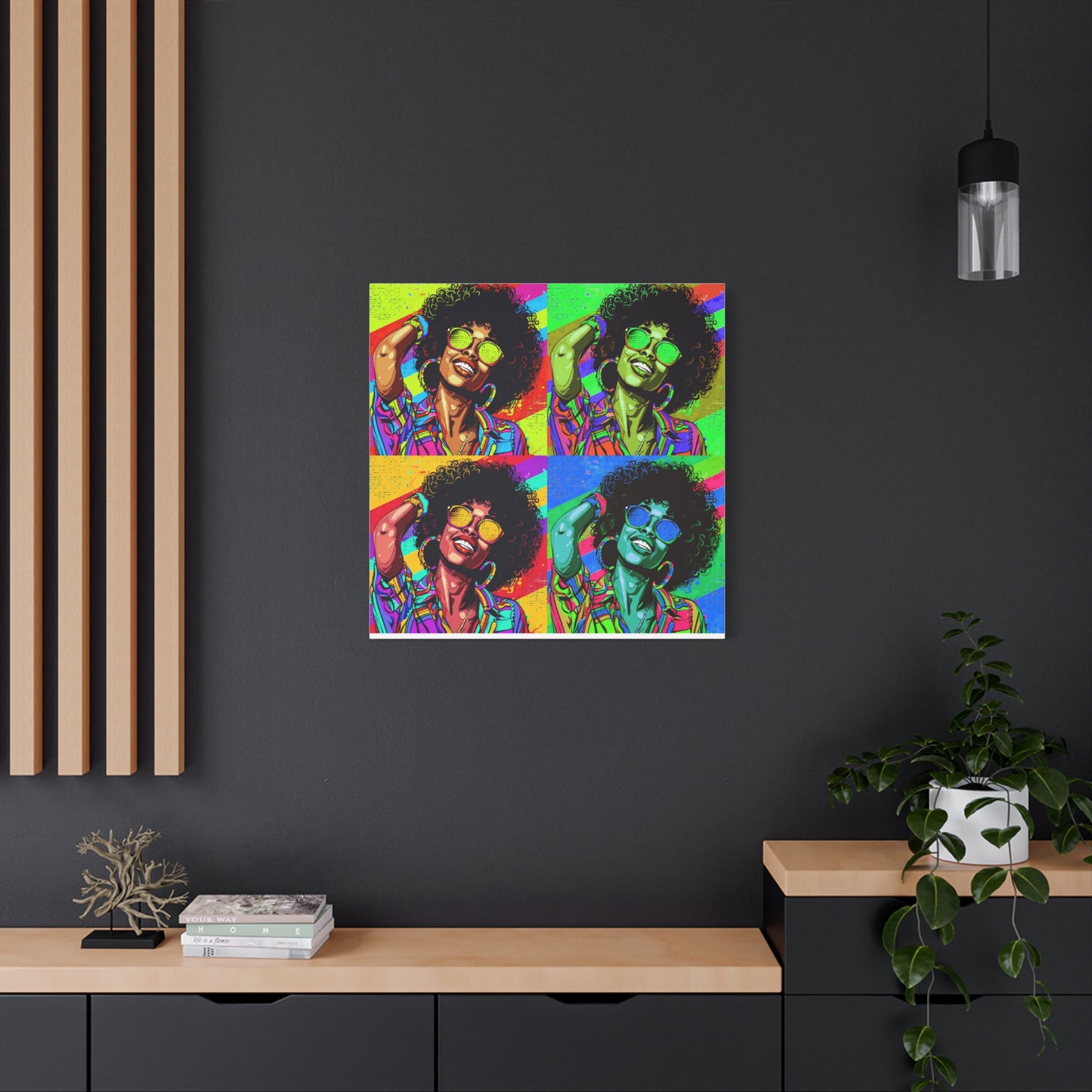 BLACK BEAUTY COLORFULL ANDY WARHOL STYLE Matte Canvas, Stretched, 1.25"