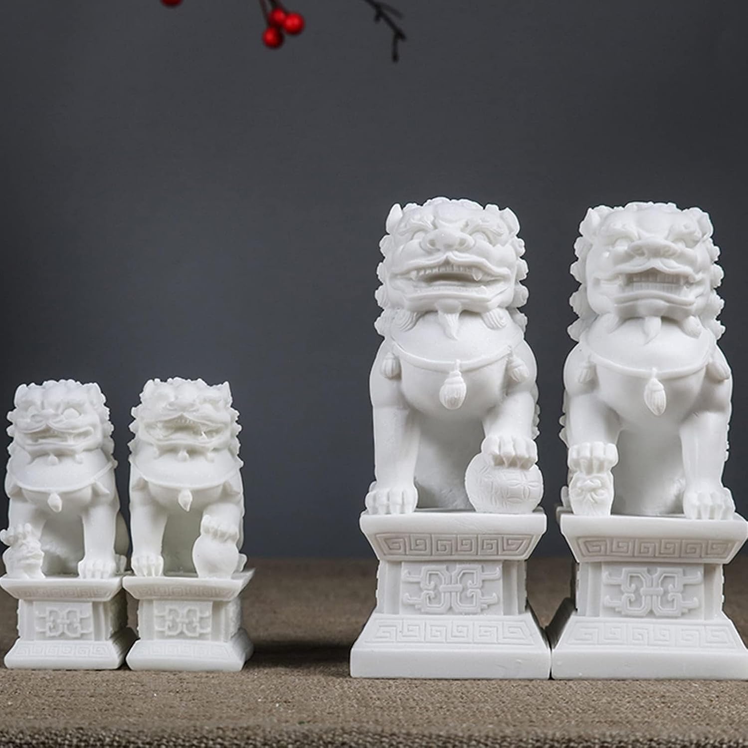 Foo Dogs Statues Pair, Chinese Fu Foo Dogs Guardian Lion Statues Beijing Lions Ornaments 2024 Feng Shui Home Decor Indoor Outdoor Ward off Evil Energy (Small)