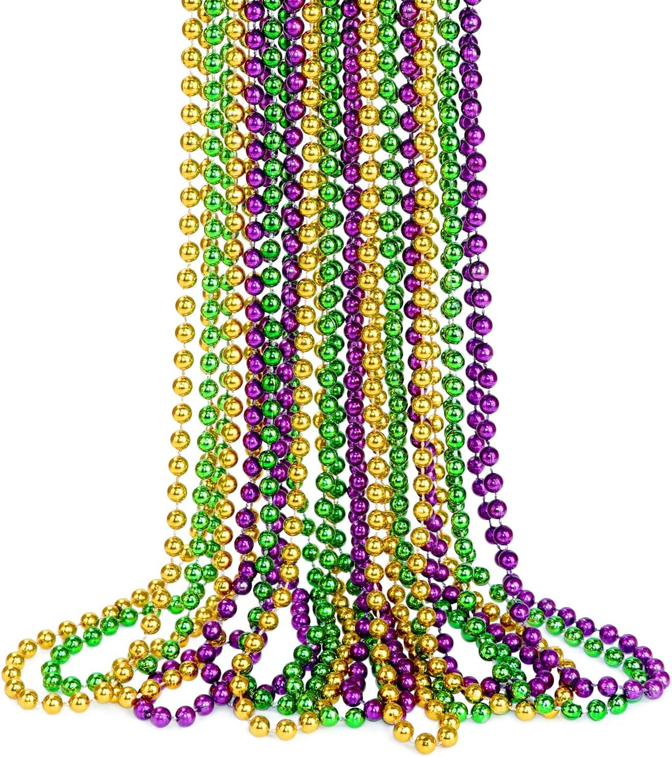 15 PCS St. Patricks Day Necklaces, Green Mardi Gras Christmas Bead Necklaces, 33" 7 Mm St. Patricks Day Green Beads St. Patricks Day Accessories for Mardi Gras, St. Patricks Day Party Favors