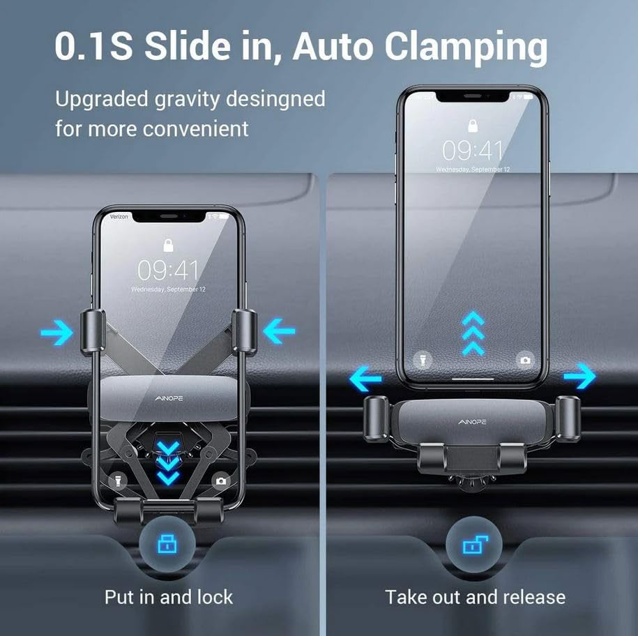 Car Phone Holders for Your Car Air Vent Phone Mount [Thick Cases Friendly] Cell Phone Holder 2025 Car Accessories for Women Men for Iphone 16E 16 15 Pro Max Samsung S25 Ultra All Phones, Black