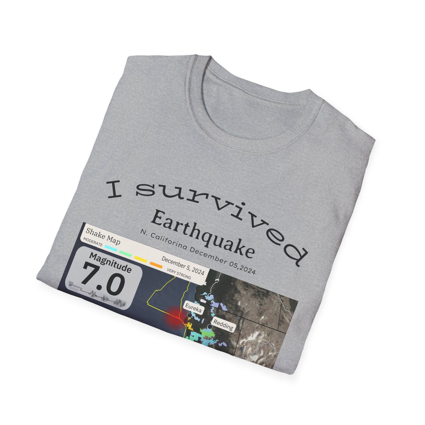 I survived Earthquake N. California December 5, 2024, Unisex Softstyle T-Shirt