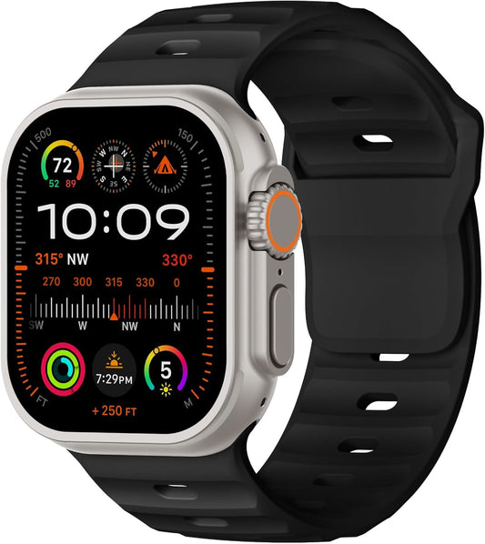 Sport Bands Compatible with Apple Watch Ultra 2 Band 49Mm 46Mm 45Mm 44Mm 42Mm for Men, Breathable Soft Wide Silicone Waterproof Strap for Iwatch Series 10 9 8 7 6 5 4 3 SE Ultra