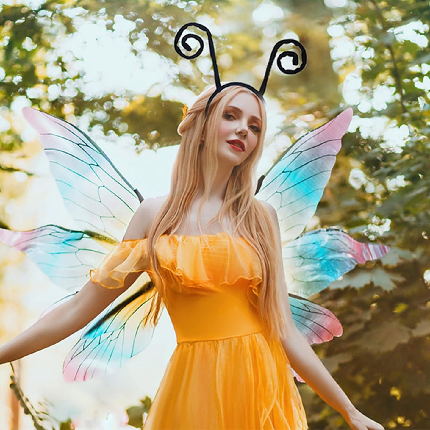 Butterfly Antenna Headband for Girls Women Bug Antenna Headband Black Velvet Headband for Halloween Cosplay Costume Accessory