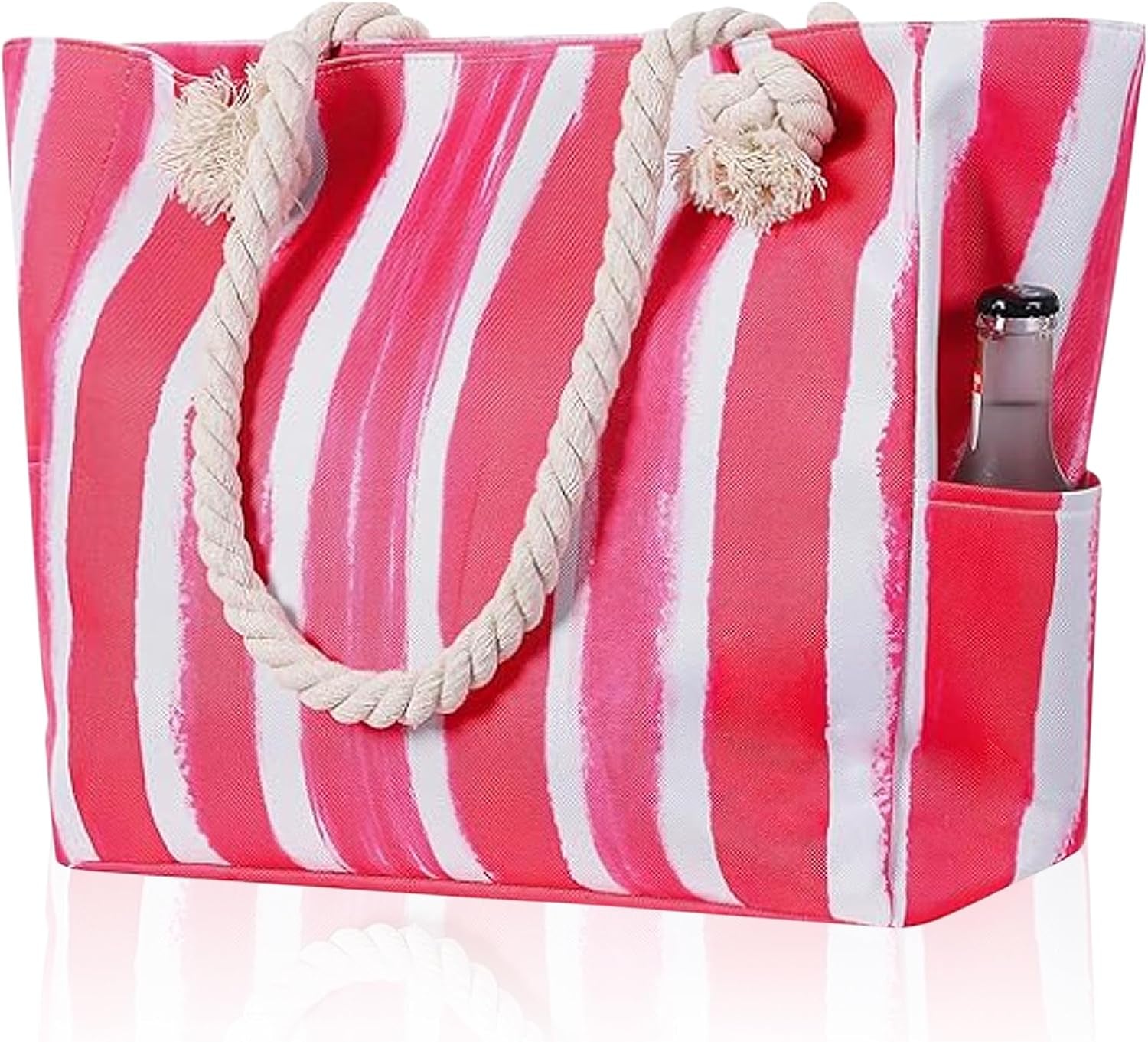 Large Canvas Beach Tote Bag with Zipper Women Swim, Travel, Shopping, Gym and Beach Holiday Cruise Essentials