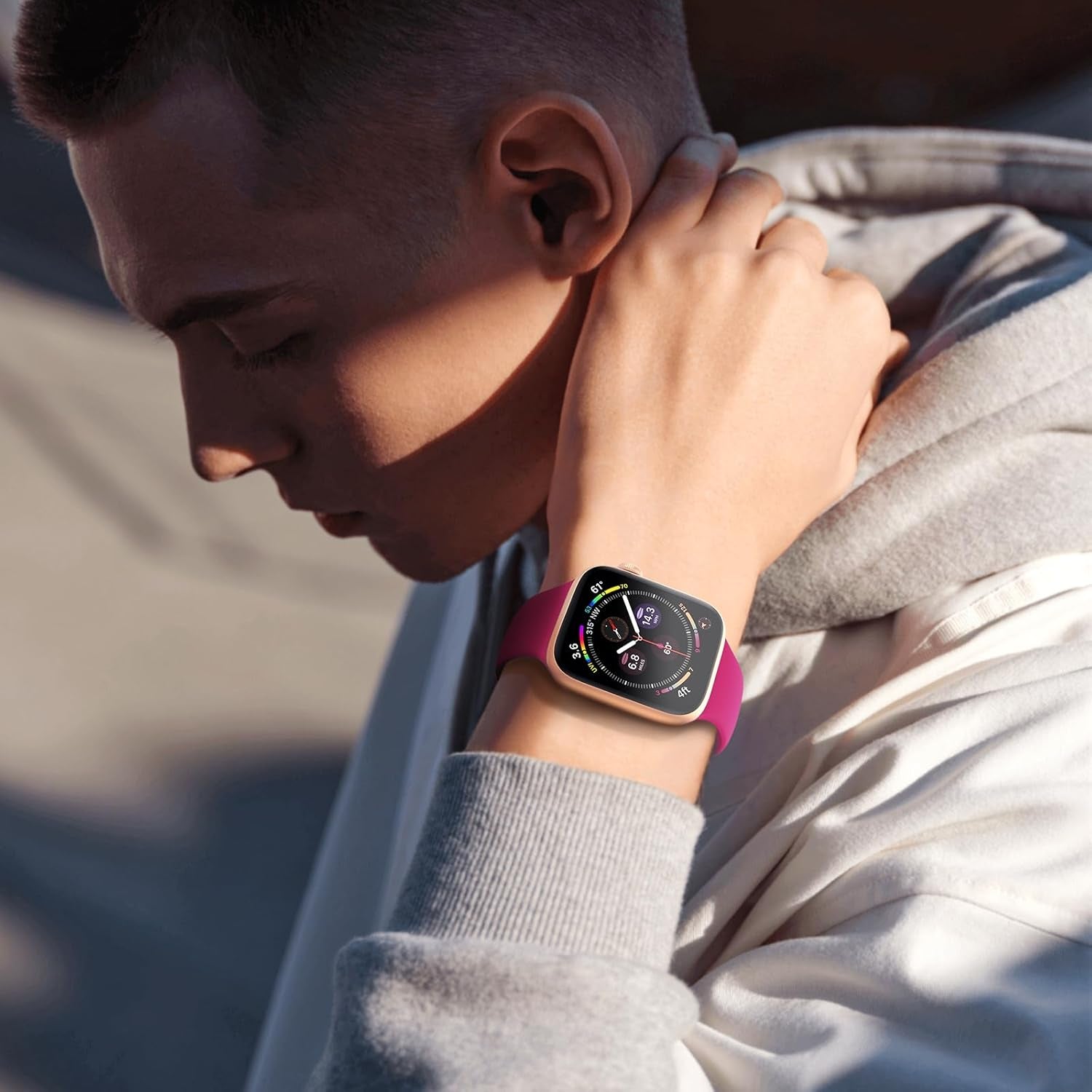 Sport Silicone Band Compatible with Apple Watch Bands 40Mm 38Mm 41Mm 44Mm 45Mm 49Mm 42Mm Women Men, Soft Strap Waterproof Replacement for Iwatch Series 9 Ultra 8 7 SE 6 5 4 3 2 Dragon Fruit