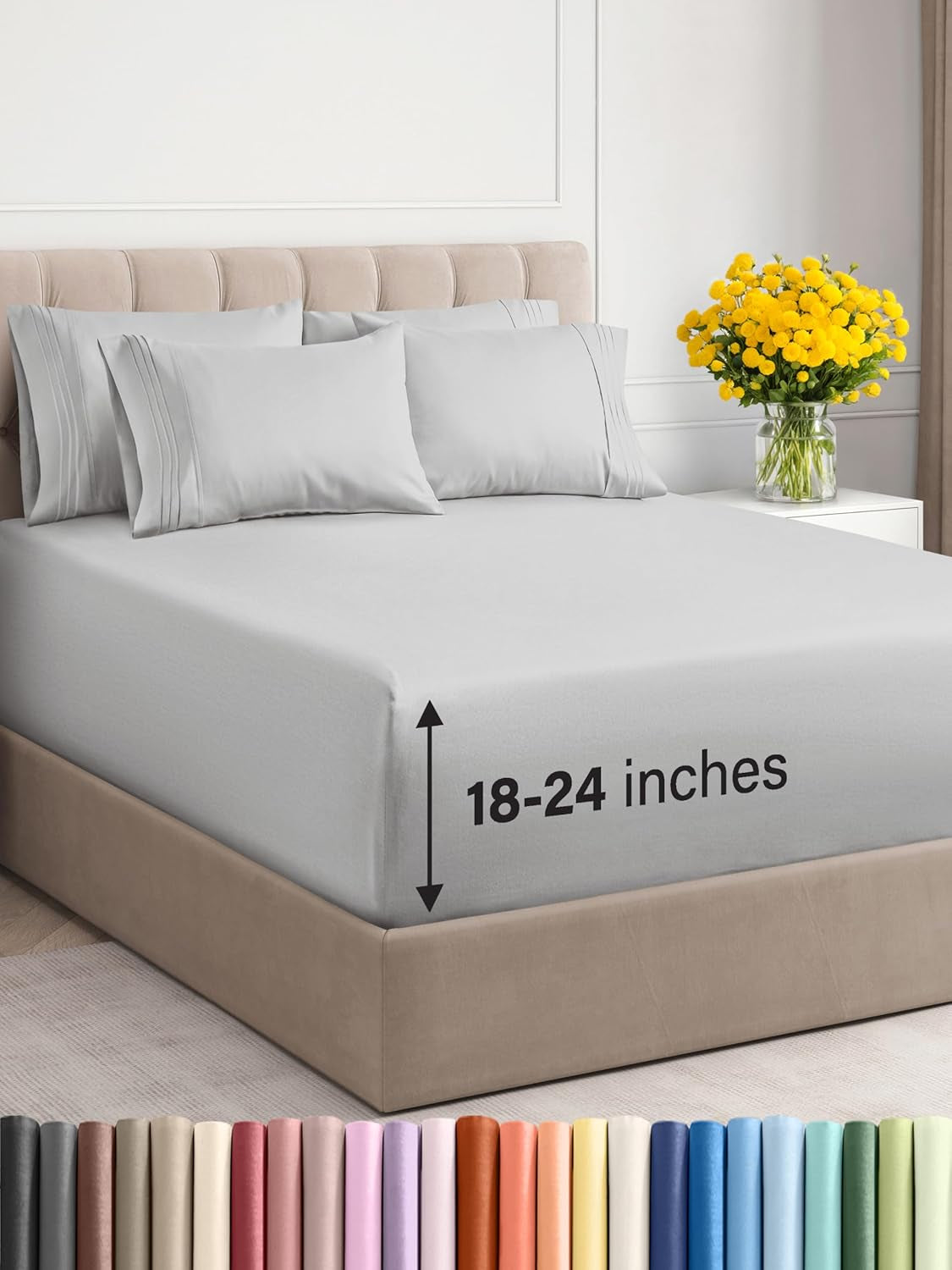 Extra Deep King Sheet Set - 6 Piece Breathable & Cooling Sheets - Hotel Luxury Bedding Set 18-24 Inch Extra Deep Pockets - Easy & Secure Fit - Super Soft, Wrinkle Free & Comfy - Navy Blue, King Size