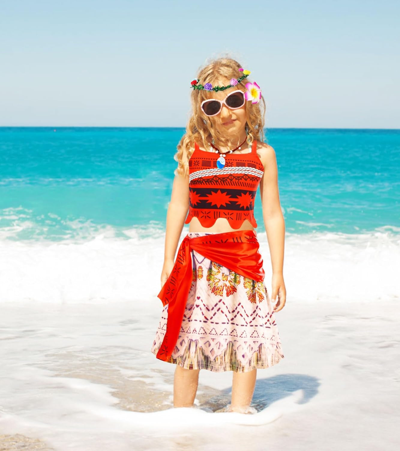 Princess Costume Dress for Girls,Two-Pieces Crop Top Skirt Birthday Outfits Halloween Dress up for Kids