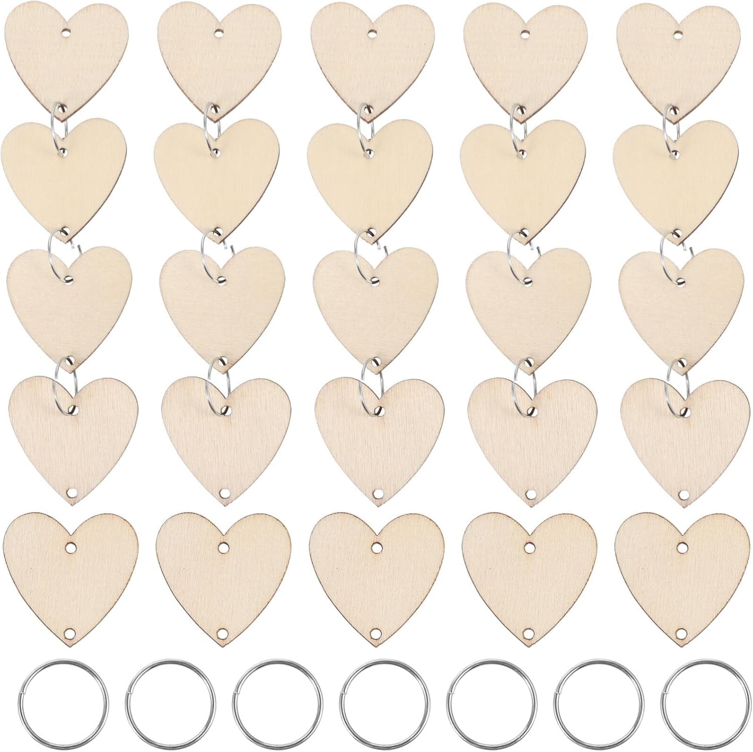 Family Birthday Wooden Reminder Calendar Board Wall Hanging Plaque Board Wood Heart Tags with 50 PCS Iron Loops for Wedding Birthday Christmas Home Wall Decor