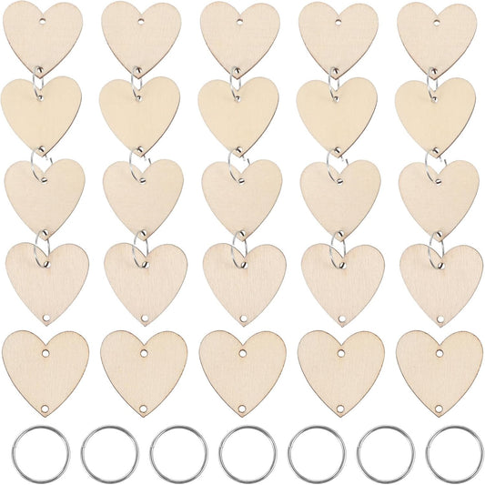 Family Birthday Wooden Reminder Calendar Board Wall Hanging Plaque Board Wood Heart Tags with 50 PCS Iron Loops for Wedding Birthday Christmas Home Wall Decor