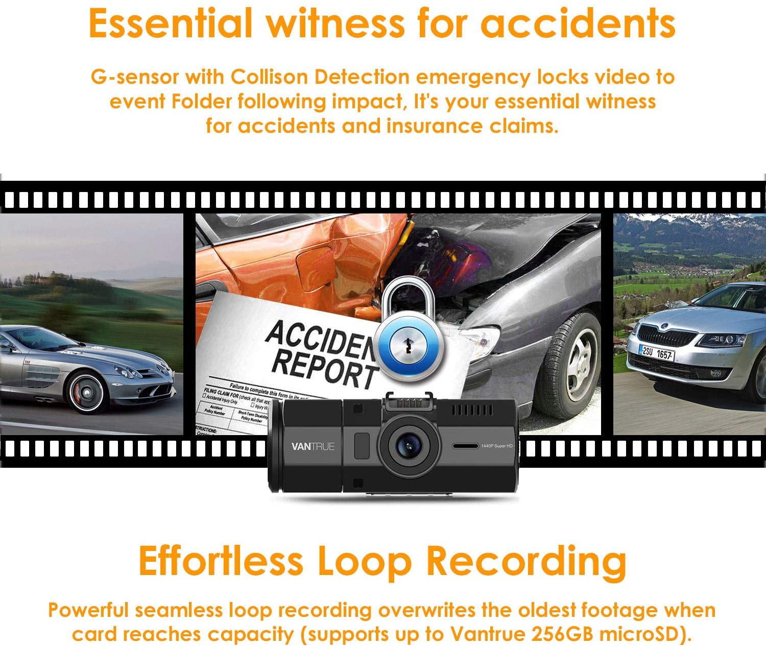 N2 Pro Uber Dual Dash Cam Infrared Night Vision, Dual Channel 1080P Front and Inside, 2.5K Single Front Car Accident Dash Camera, 24Hr Motion Sensor Parking Mode, Support 256GB Max