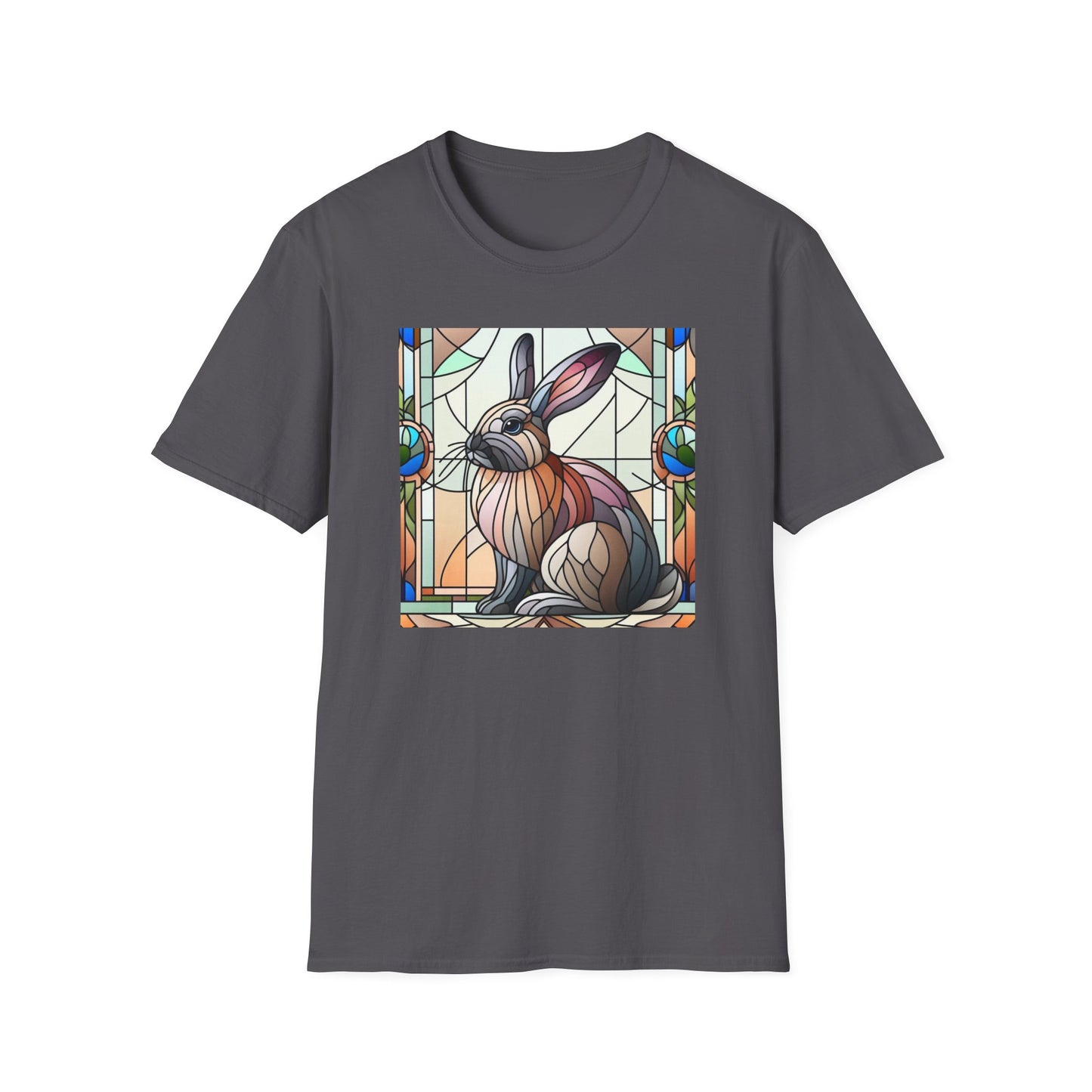 Flemish Giant Rabbit Animal Stained Glass Design Unisex Softstyle T-Shirt