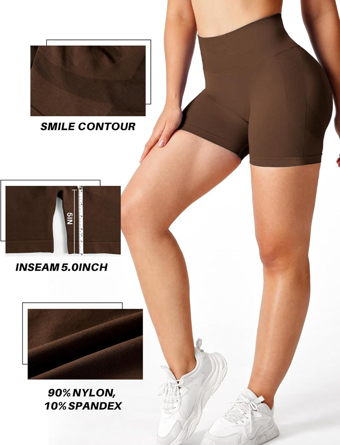 Womens Scrunch Gym Butt Lifting Seamless 5" Shorts Yoga High Waisted Workout Athletic Running Sport Active Booty Shorts