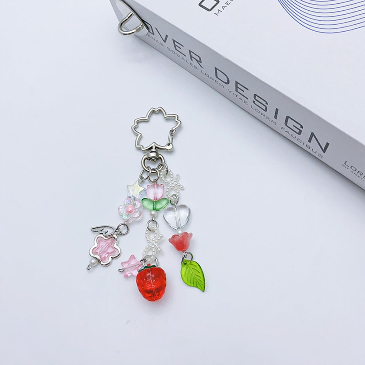 Aesthetic Y2K Keychains Cute Butterfly Star Strawberry Bear Guitar Keychains Charms for Women Bag Purse Gifts