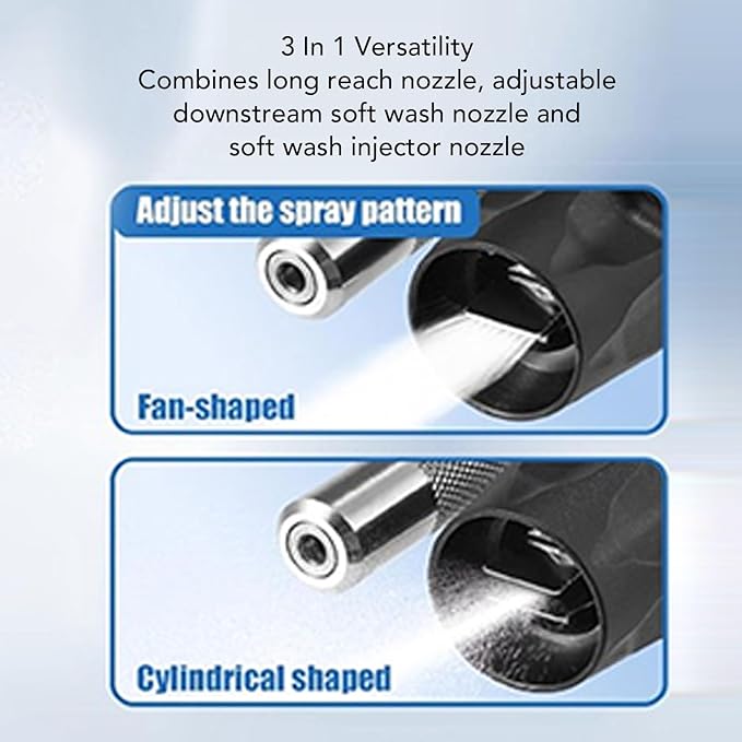 M5 3 in 1 Nozzle with Quick Connect and Adjustable Downstream Soft Wash Stainless Steel