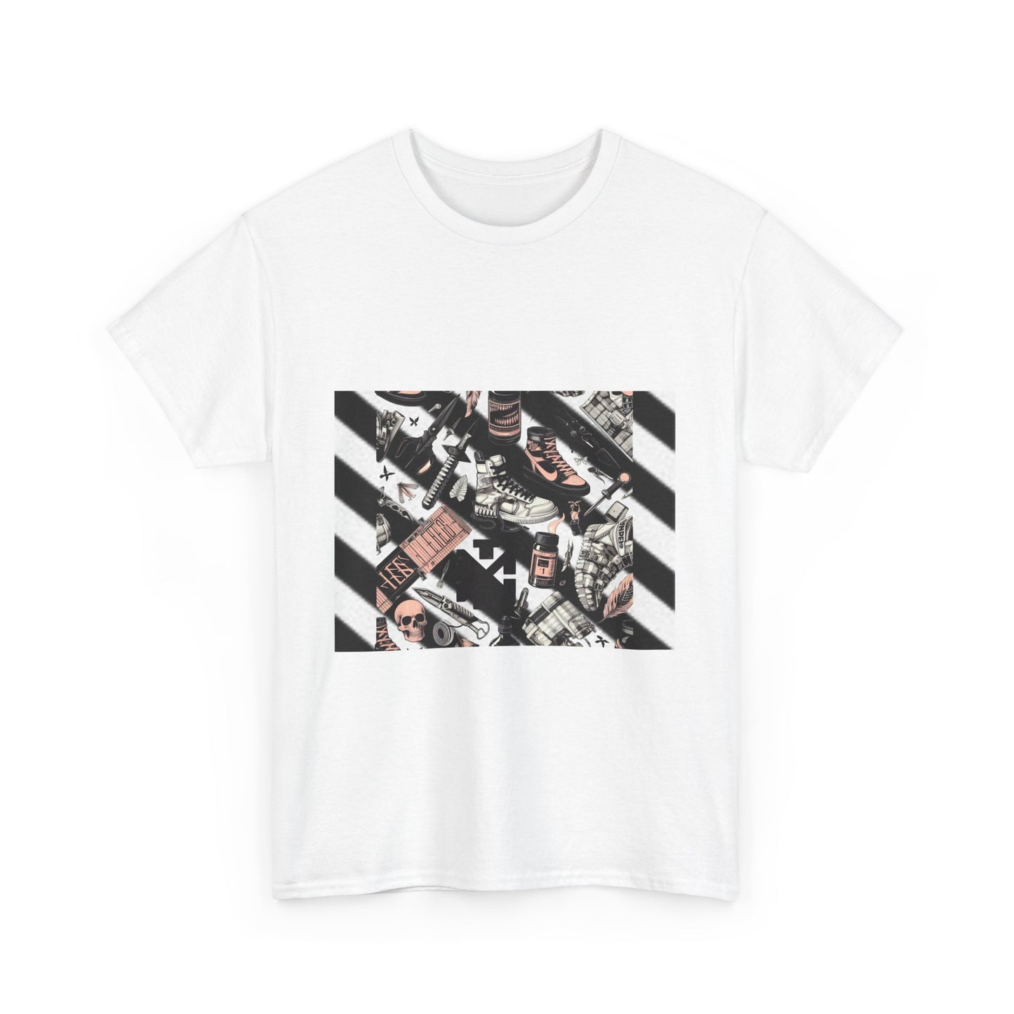 Graphic Unisex Heavy Cotton Tee - Urban Streetwear Vibe Off-White Inspired