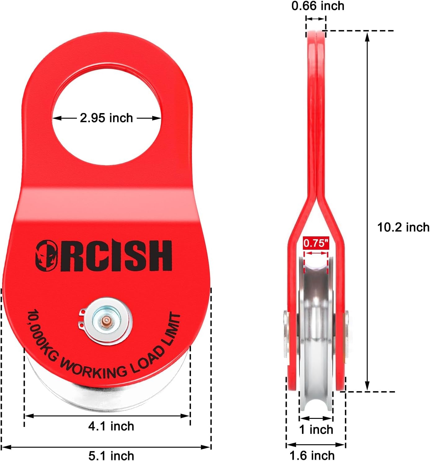 10 Ton Snatch Block, 22,000 LBS Capacity Block and Tackle Pulley System, Work with 0-3/4” Rope, Winch Hook Accessories, Heavy Duty Offroad Recovery Accessory for Truck, Tractor, ATV & UTV
