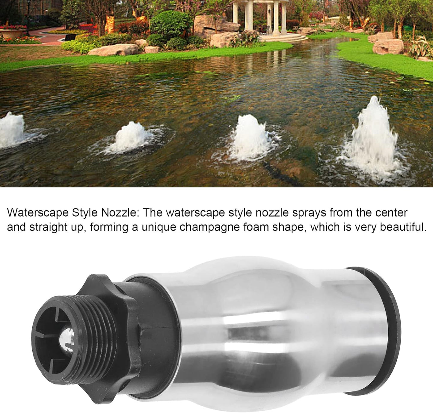 Pond Pump Fountain Nozzle G1 Male Thread Frothy Jet Fountain Nozzle, 304 Stainless Steel Water Spray for Garden Pond Lake, 6In Waterscape Nozzle Water Spray