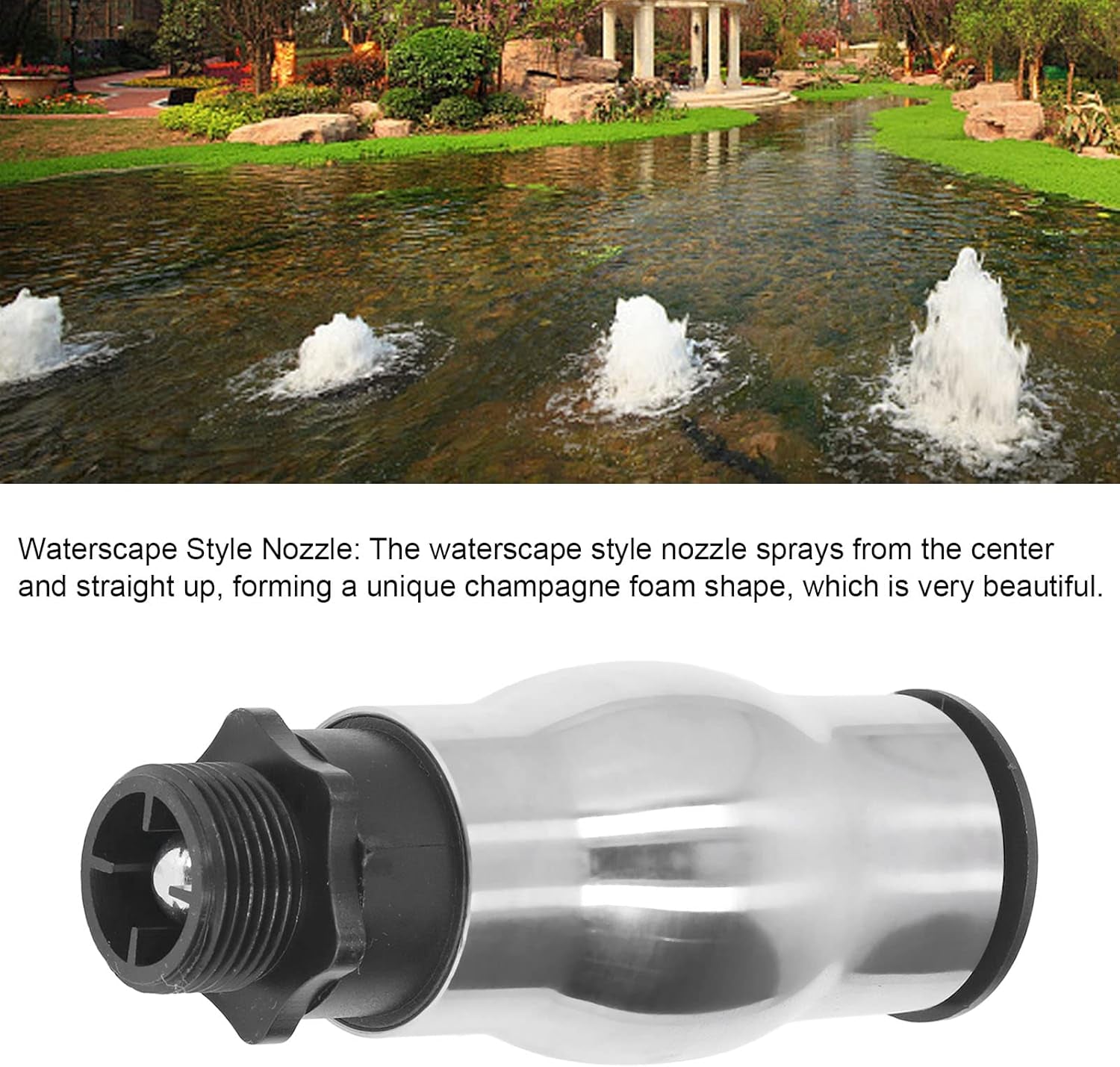 Pond Pump Fountain Nozzle G1 Male Thread Frothy Jet Fountain Nozzle, 304 Stainless Steel Water Spray for Garden Pond Lake, 6In Waterscape Nozzle Water Spray