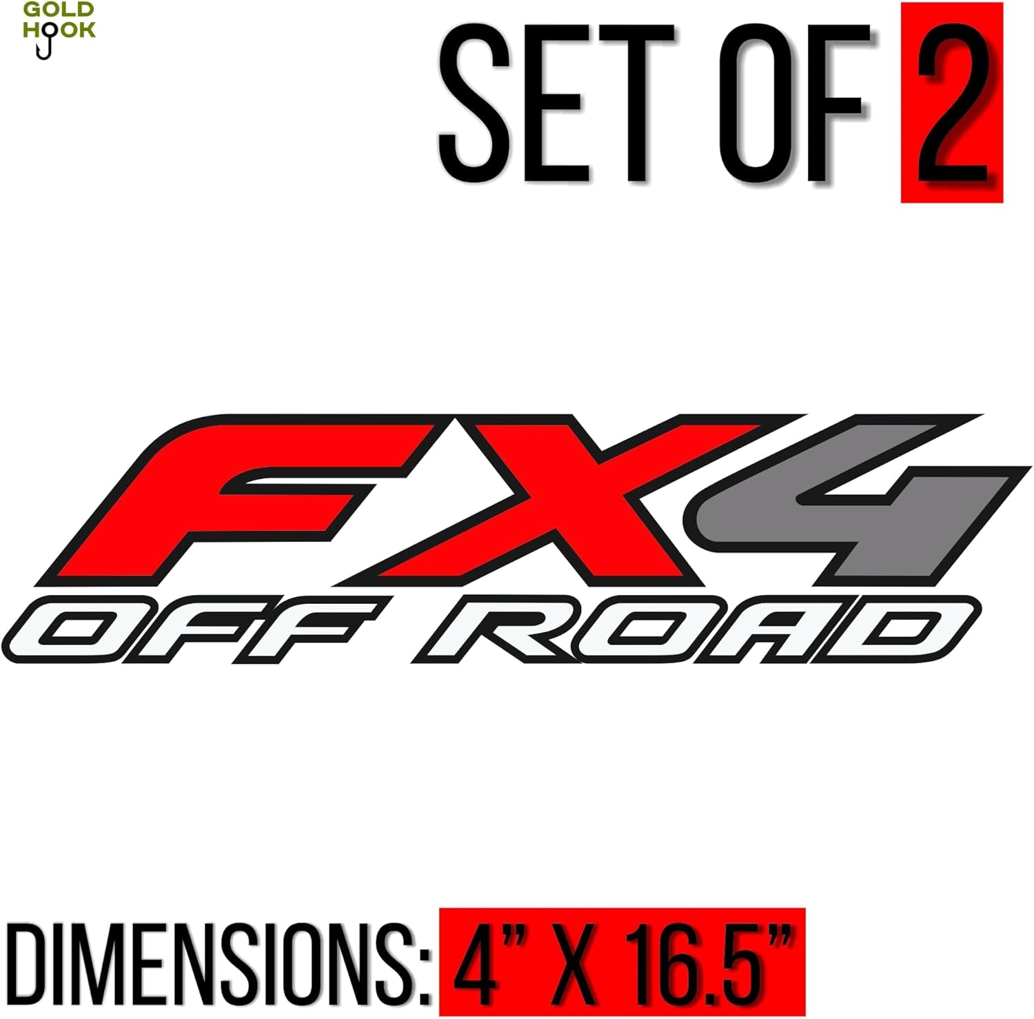 2X  FX4 Off-Road Decals Kit, Compatible with Ford F150 F250 F350 F Truck (1997-2010), Bed Side Replacement Stickers (Premium Series (Metallic Finish))