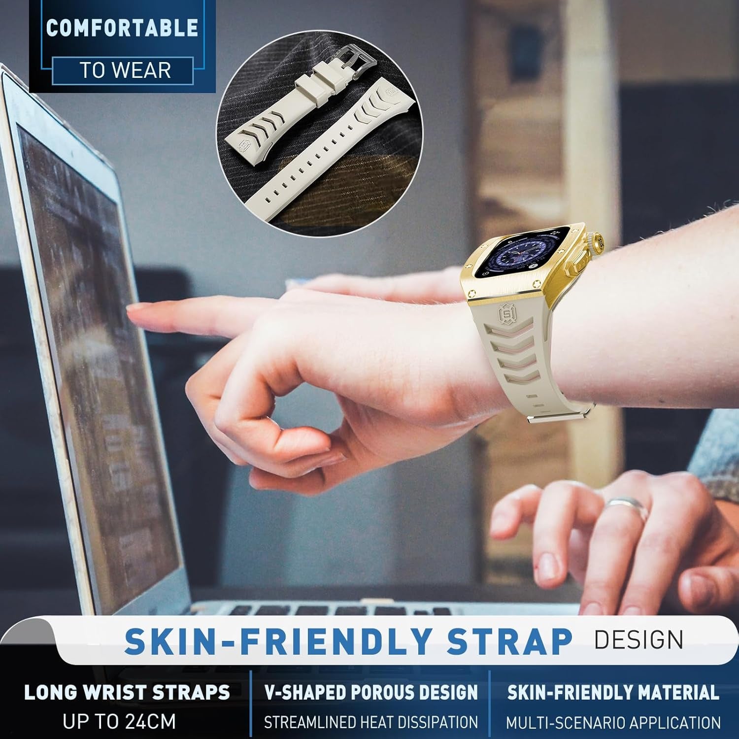 Premium Watch Band Compatible with Apple Watch Series 9/8/7/SE2/6/5/SE/4, Stylish, Durable, and Enhanced Protection for Your Device - Metal Iwatch 44Mm/45Mm Protective Case