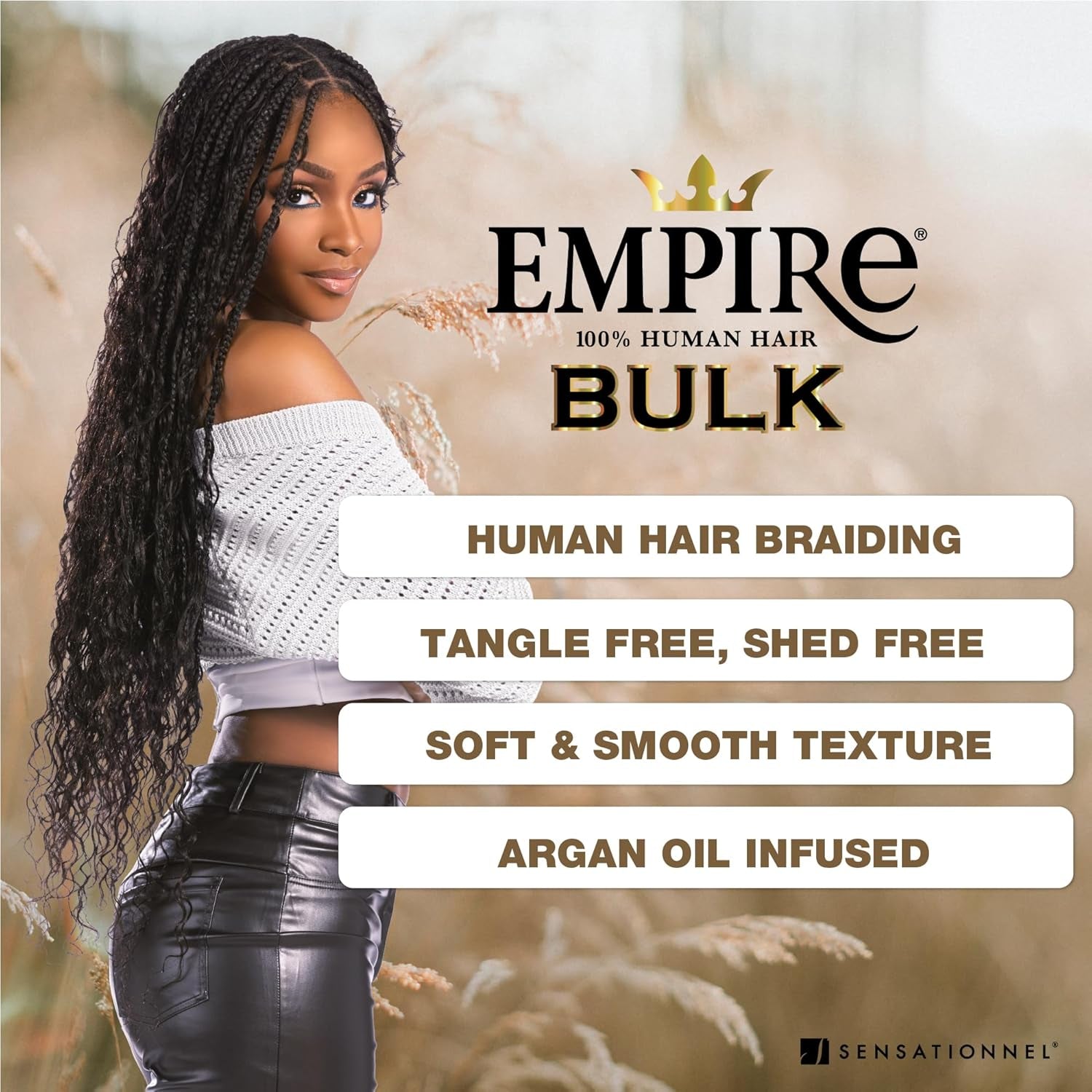 Empire Bulk Hair Braiding – Deep Bulk 18Inch Human Hair Boho Braids with for Knotless Box or Curly Loose Wave - HH Empire Deep Bulk (18 Inch, 1 JETBLACK)
