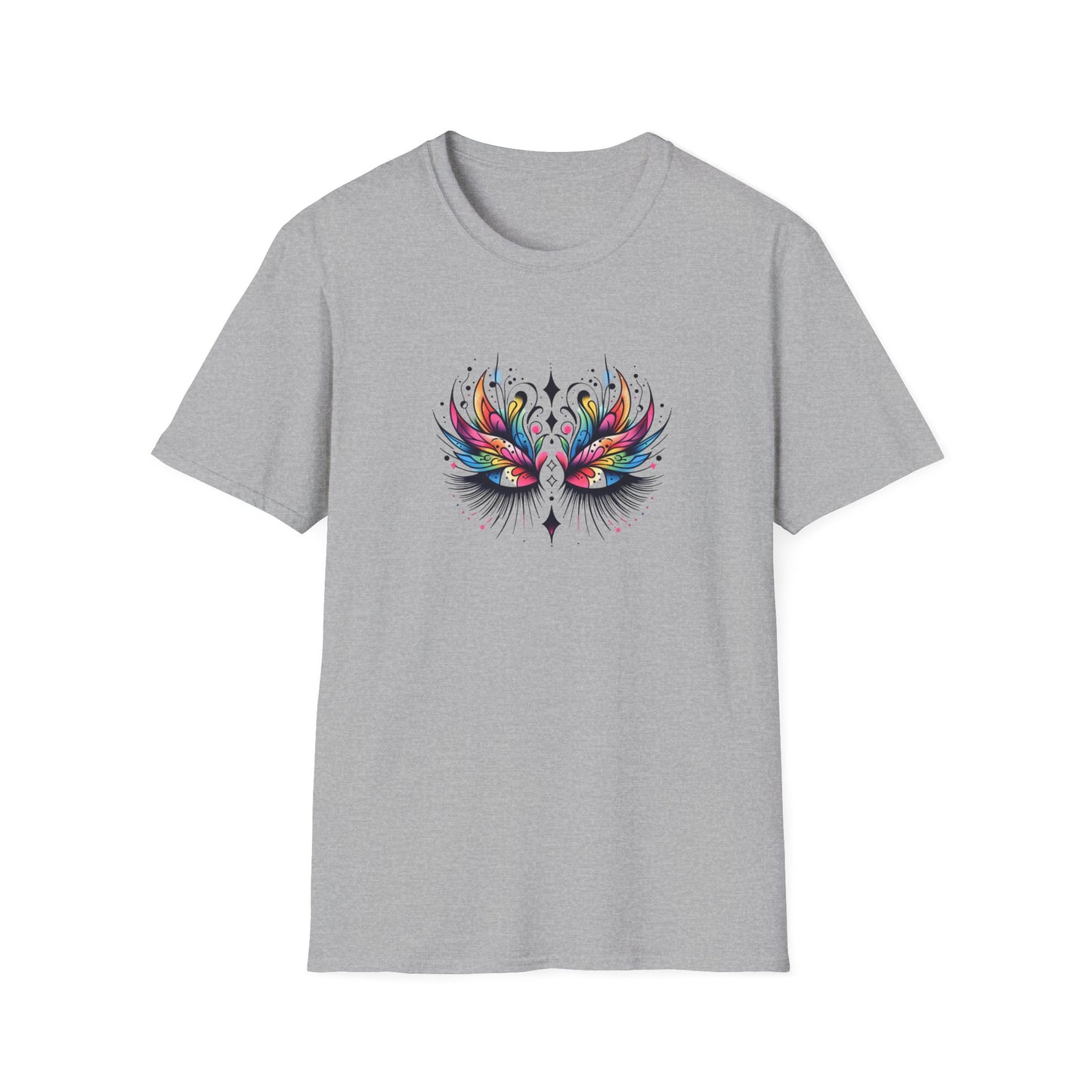 Colorful Boho LASHES Peacock Unisex Softstyle T-Shirt