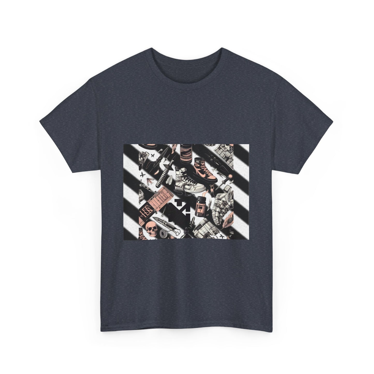 Graphic Unisex Heavy Cotton Tee - Urban Streetwear Vibe Off-White Inspired