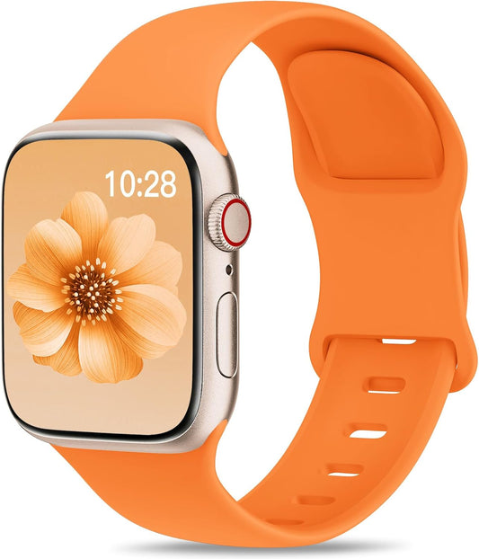 Sport Band Compatible with Apple Watch Bands 40Mm 44Mm 41Mm 38Mm 45Mm 42Mm 49Mm for Men Women, Marigold Soft Silicone Strap Waterproof Replacement for Iwatch Series 9 SE 8 7 6 5 4 3 2 1 Ultra/Ultra 2